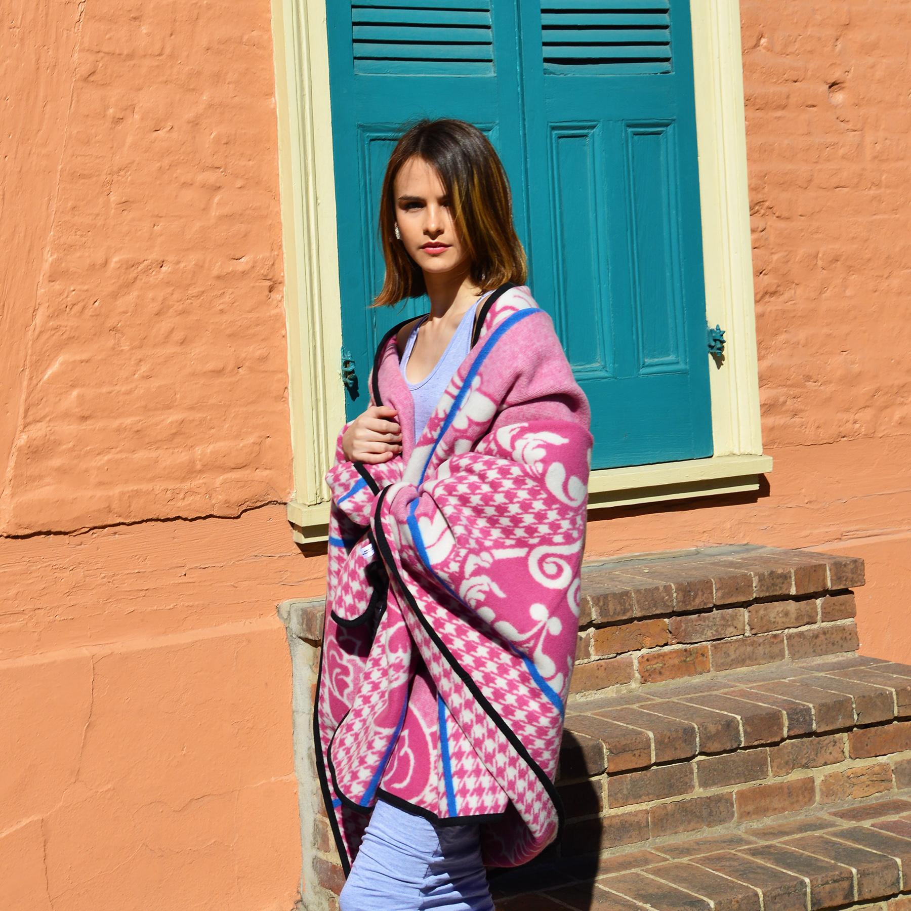 Woven Basotho Heritage Blanket Scarf - Cherry Blossom Heart For Sale