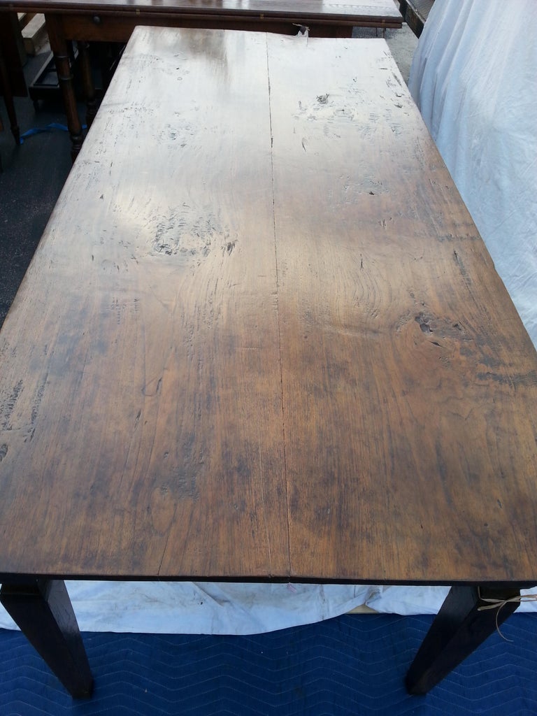 Basque Leg Table with Dark Walnut Stain at 1stDibs