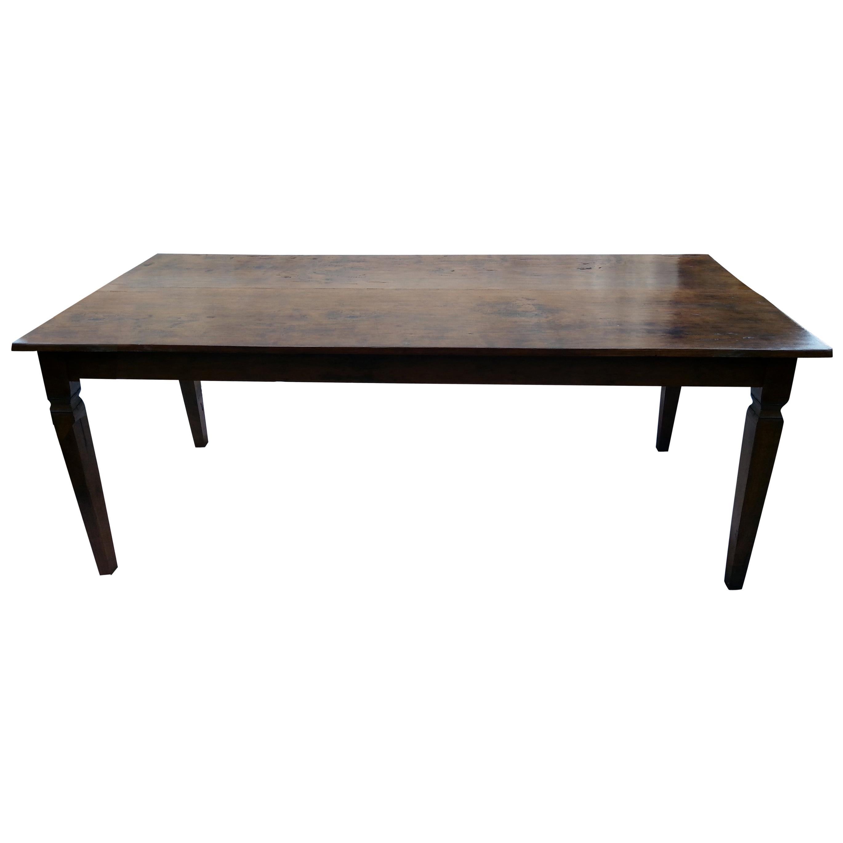 Basque Leg Table with Dark Walnut Stain at 1stDibs