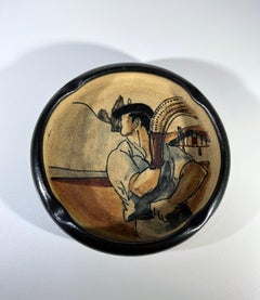 Pelota basca di Richard Le Corróne, posacenere in gres, RF Ciboure, Francia anni '50