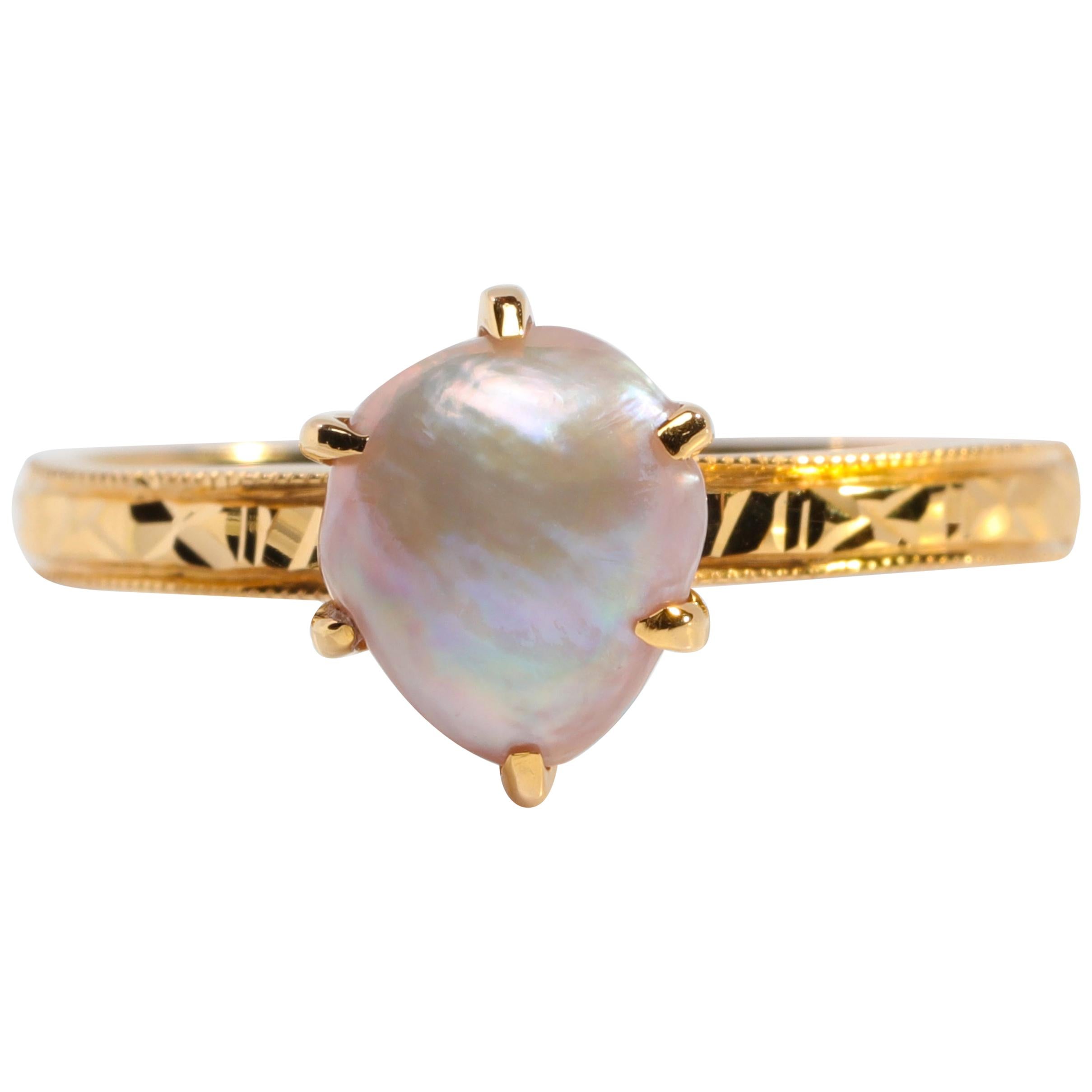 Basra Pearl Ring of Spectacular Color and Quality Certified Natural