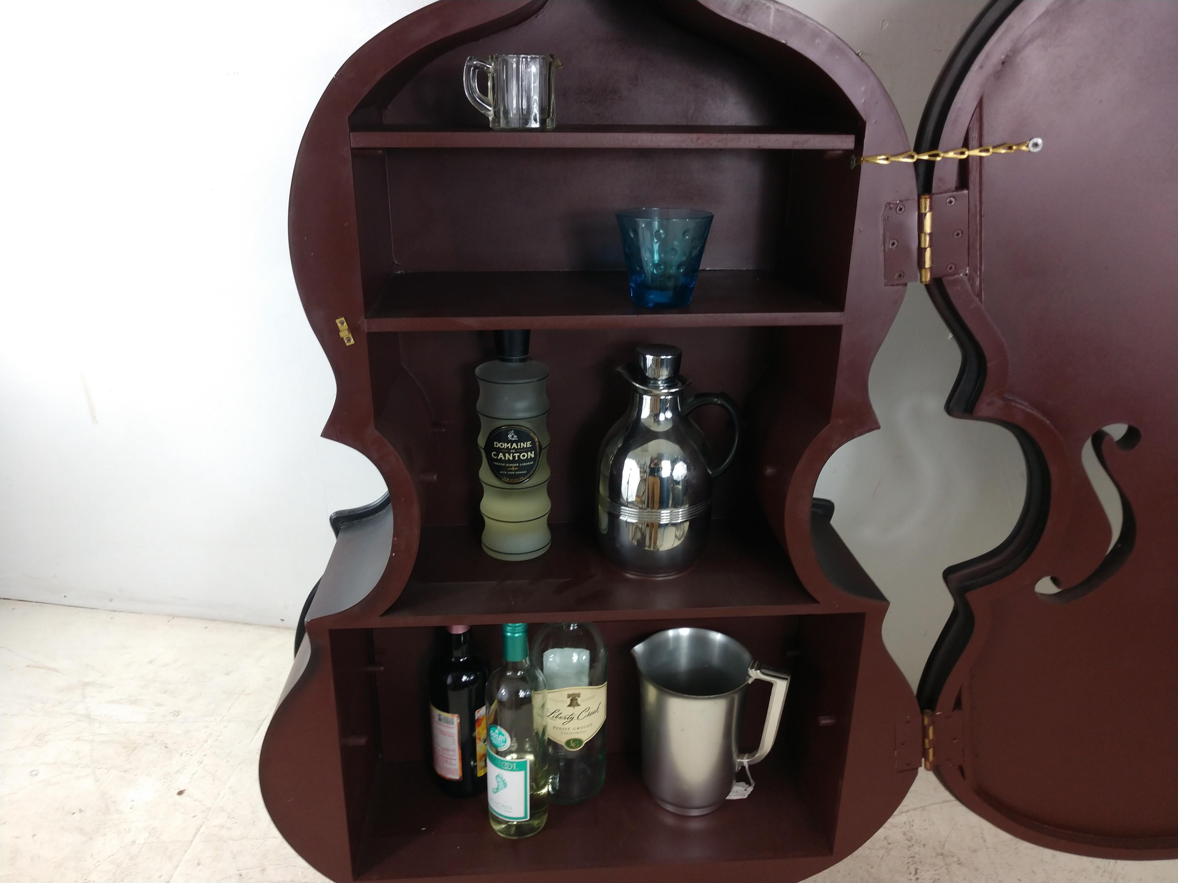 Unknown Bass Fiddle Cello Liquor Storage Cabinet