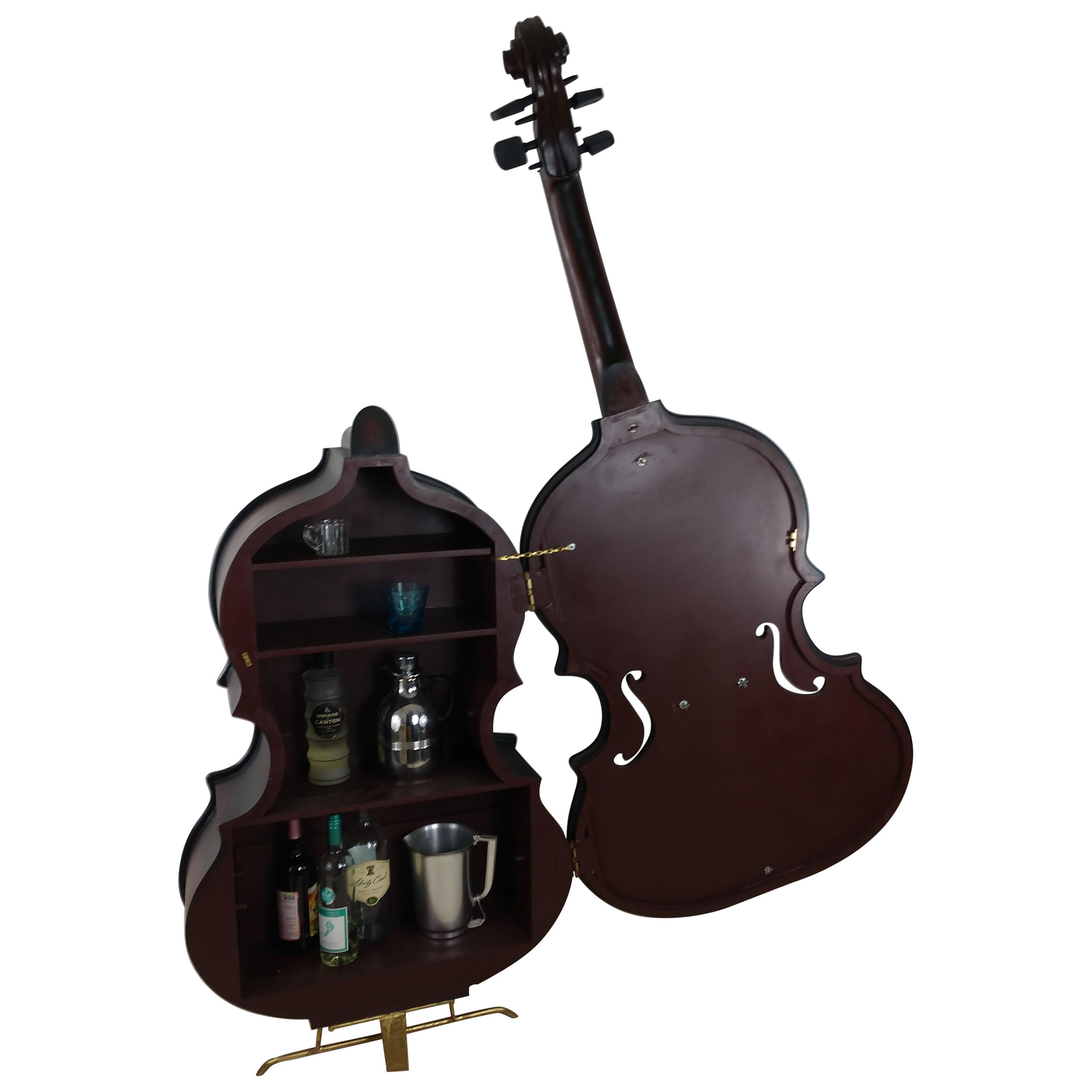 Bass Fiddle Cello Liquor Storage Cabinet