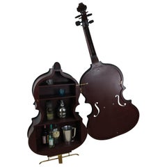 Used Bass Fiddle Cello Liquor Storage Cabinet