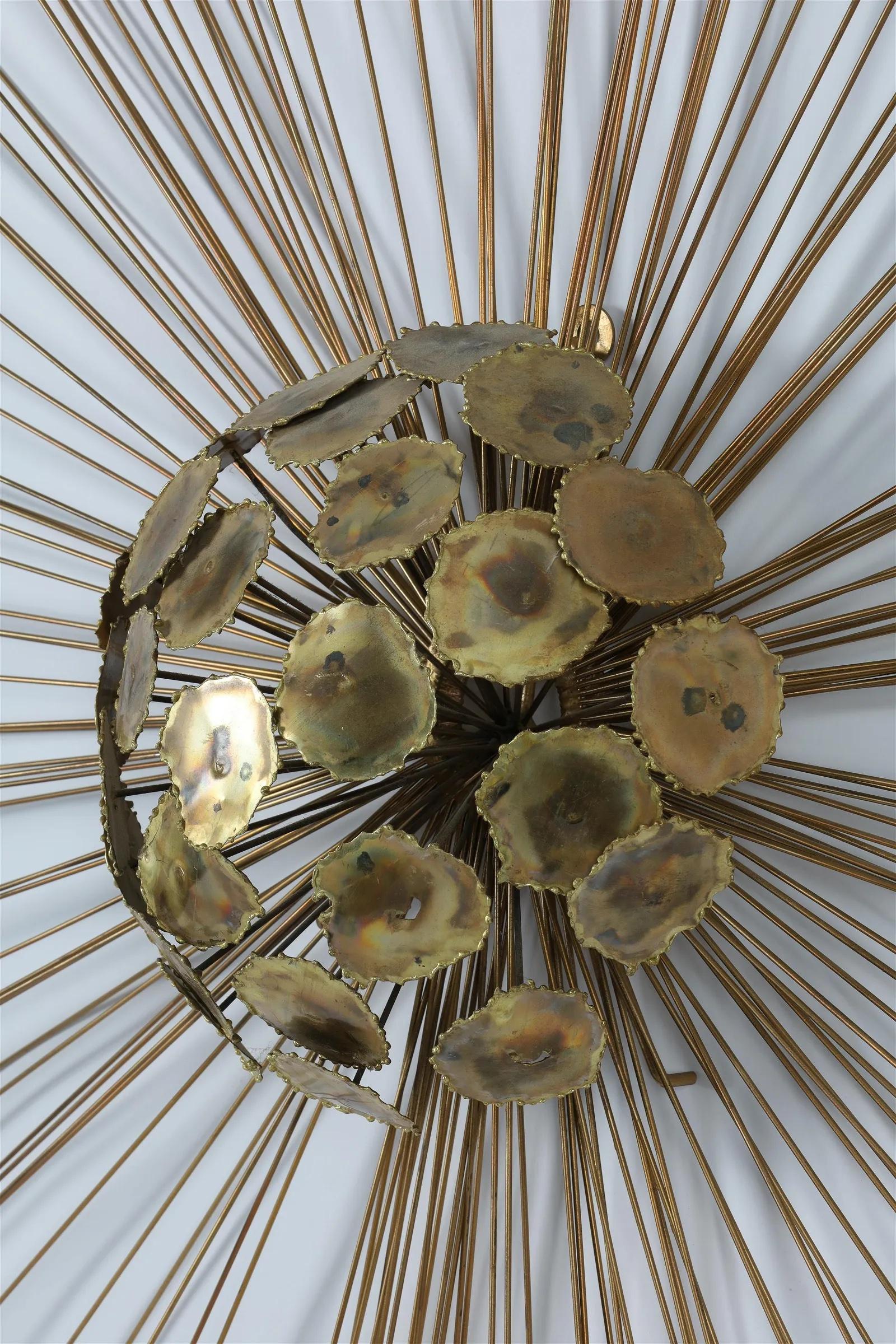 Mid-Century Modern Bass Sunburst Wall Sculpture in the Manner of Curtis Jeré For Sale