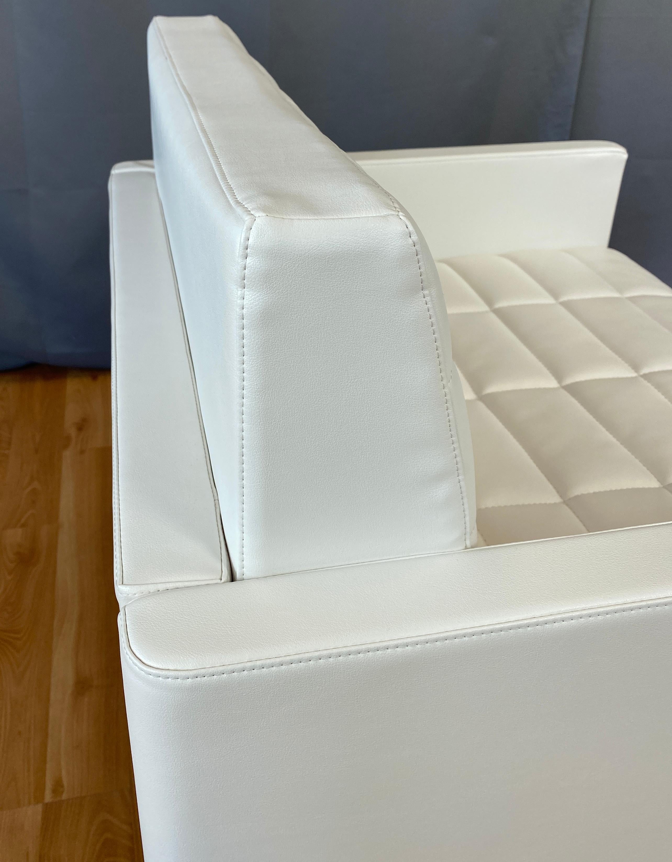 Bassamfellows Designed White Leather Tuxedo Classic Club Chair for Geiger 7
