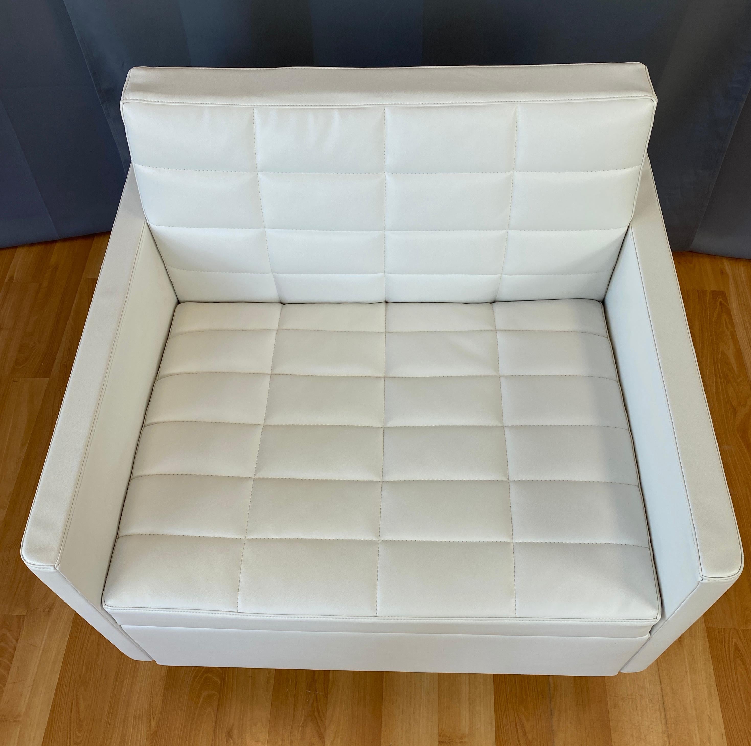 Contemporary Bassamfellows Designed White Leather Tuxedo Classic Club Chair for Geiger