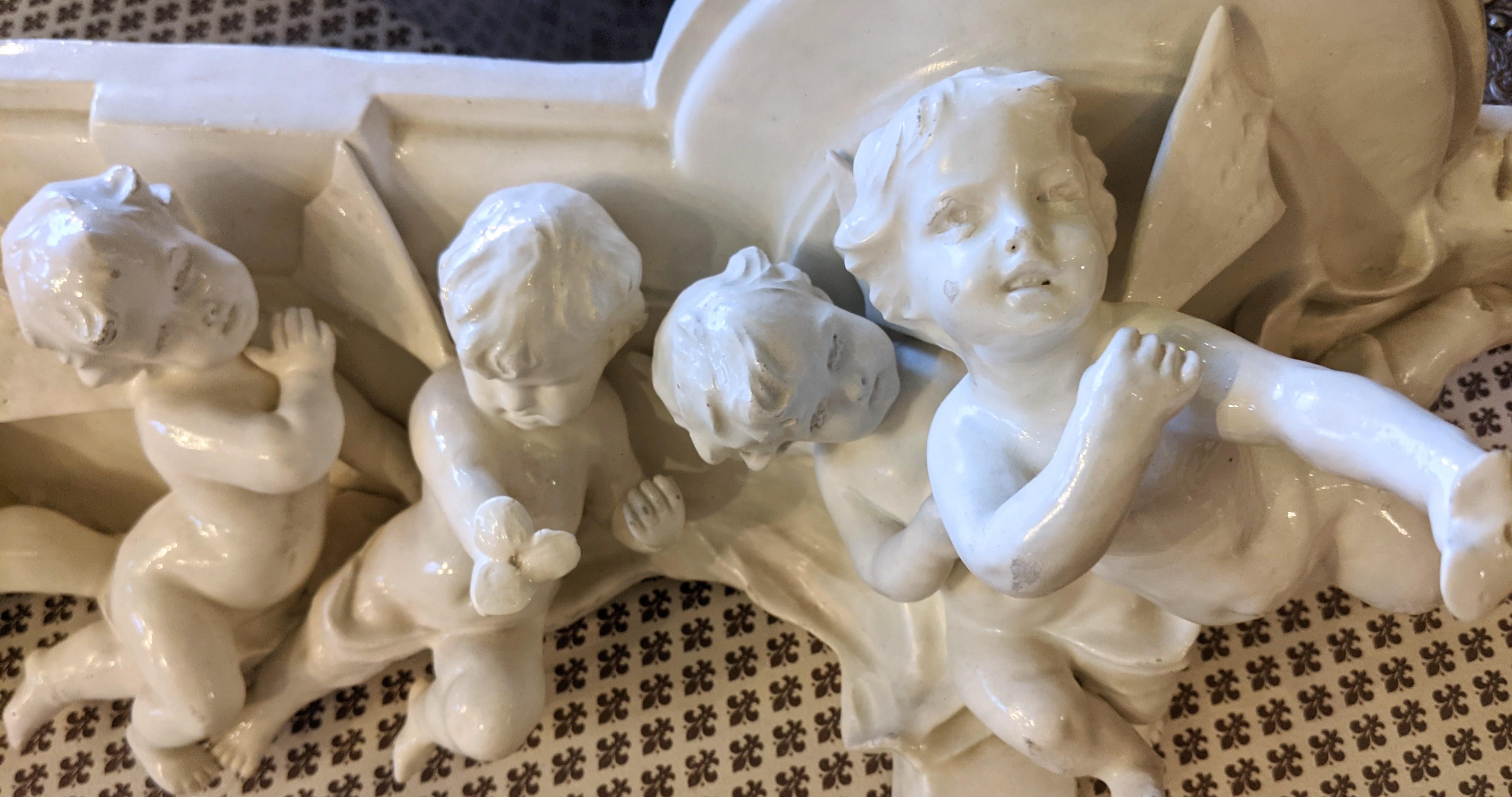 Bassano Ceramic Shelf with Cherubs, 1860, Italy In Good Condition For Sale In Varese, Lombardia