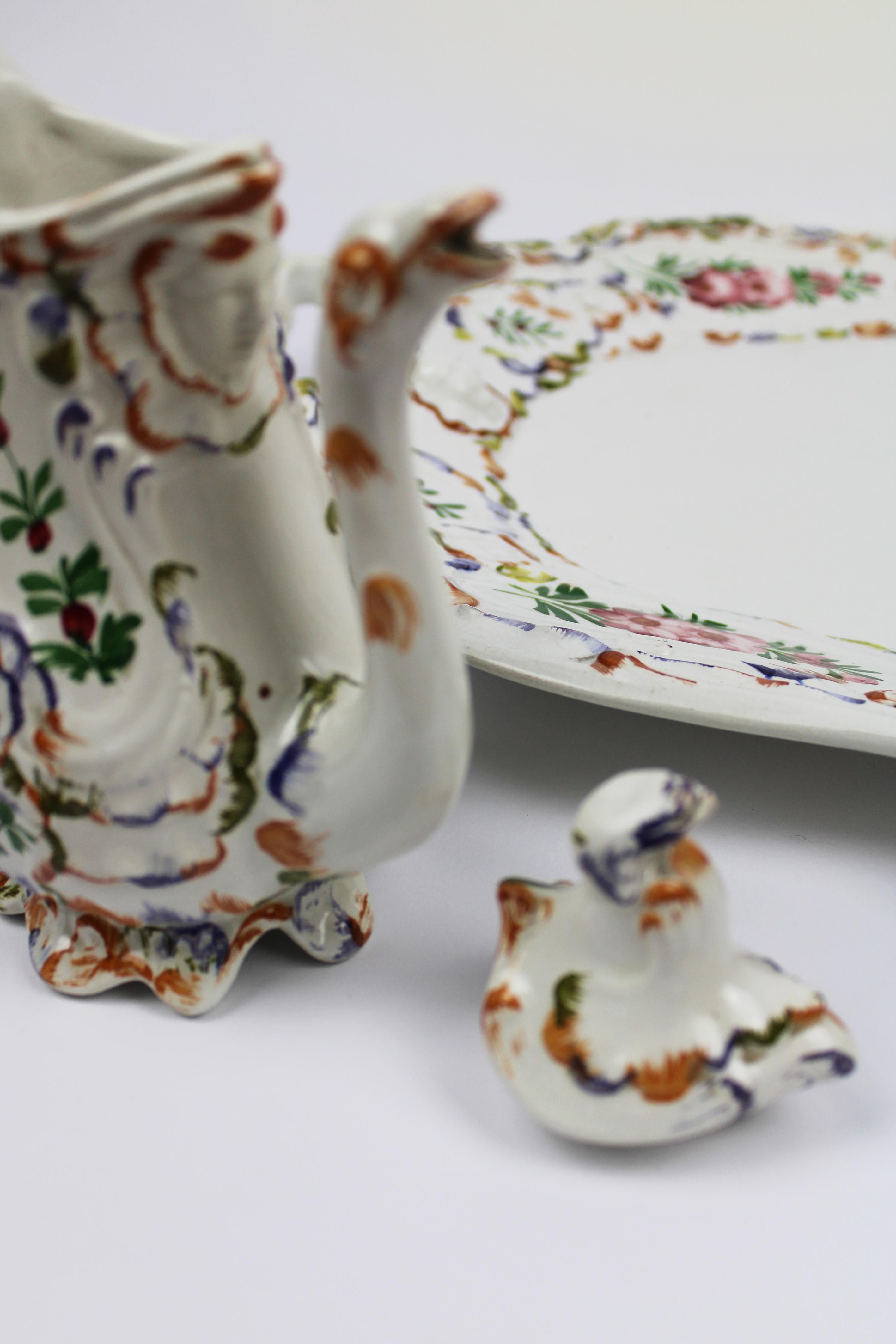 Bassano Tea & Coffee Set Italian floral Hand painted Ceramic 1960's Italy For Sale 1