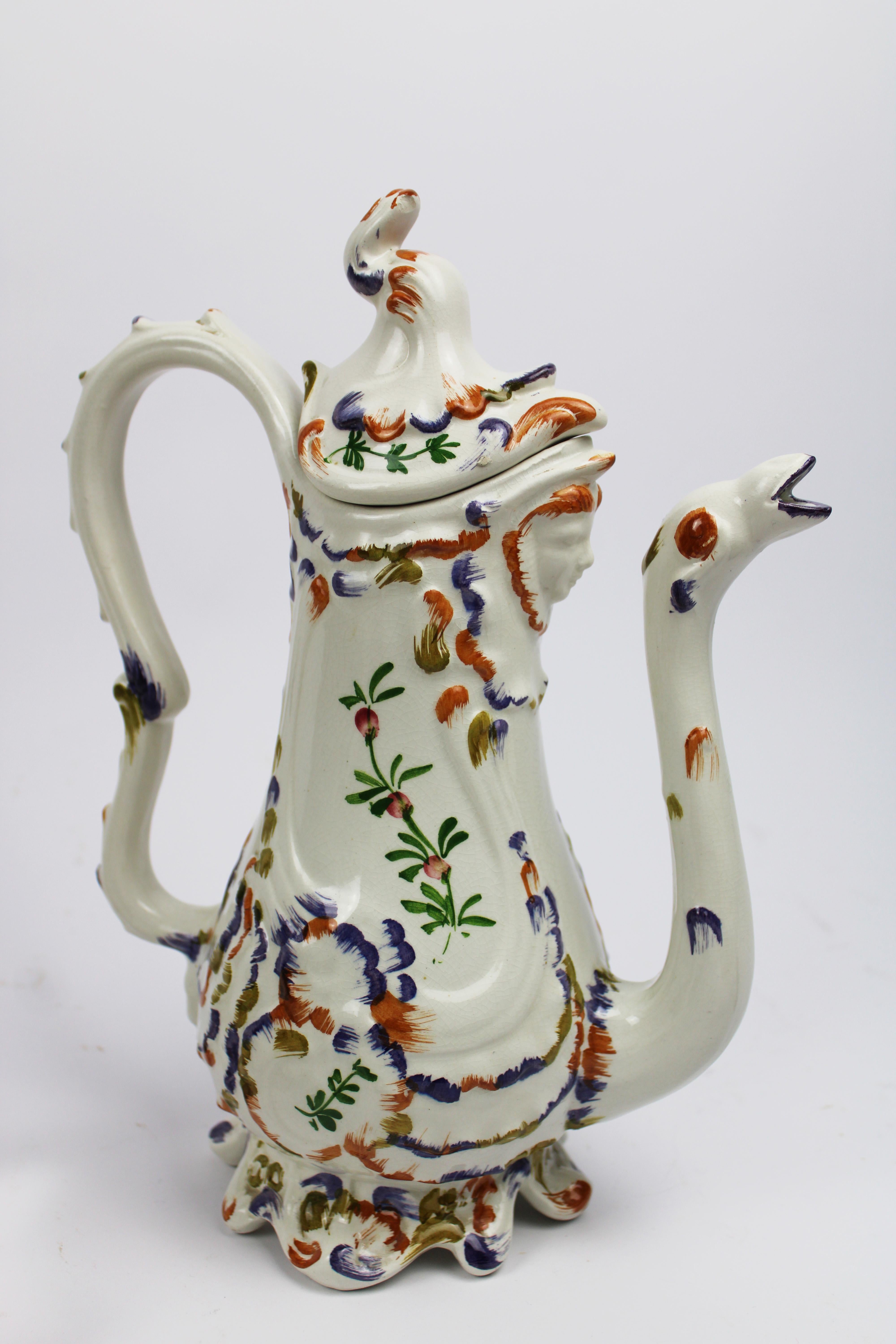 Bassano Tea & Coffee Set Italian floral Hand painted Ceramic 1960's Italy For Sale 4