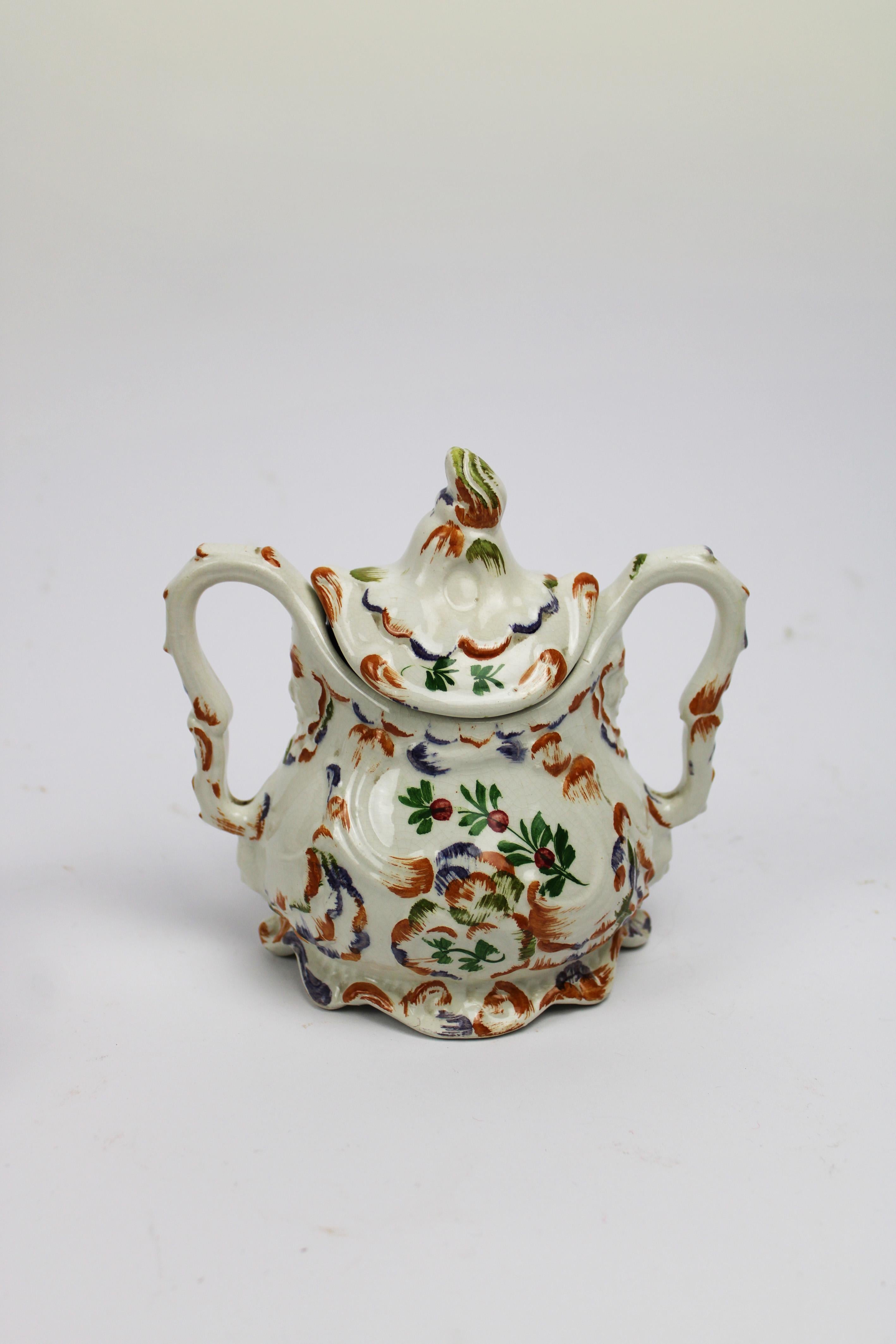 Bassano Tea & Coffee Set Italian floral Hand painted Ceramic 1960's Italy For Sale 5