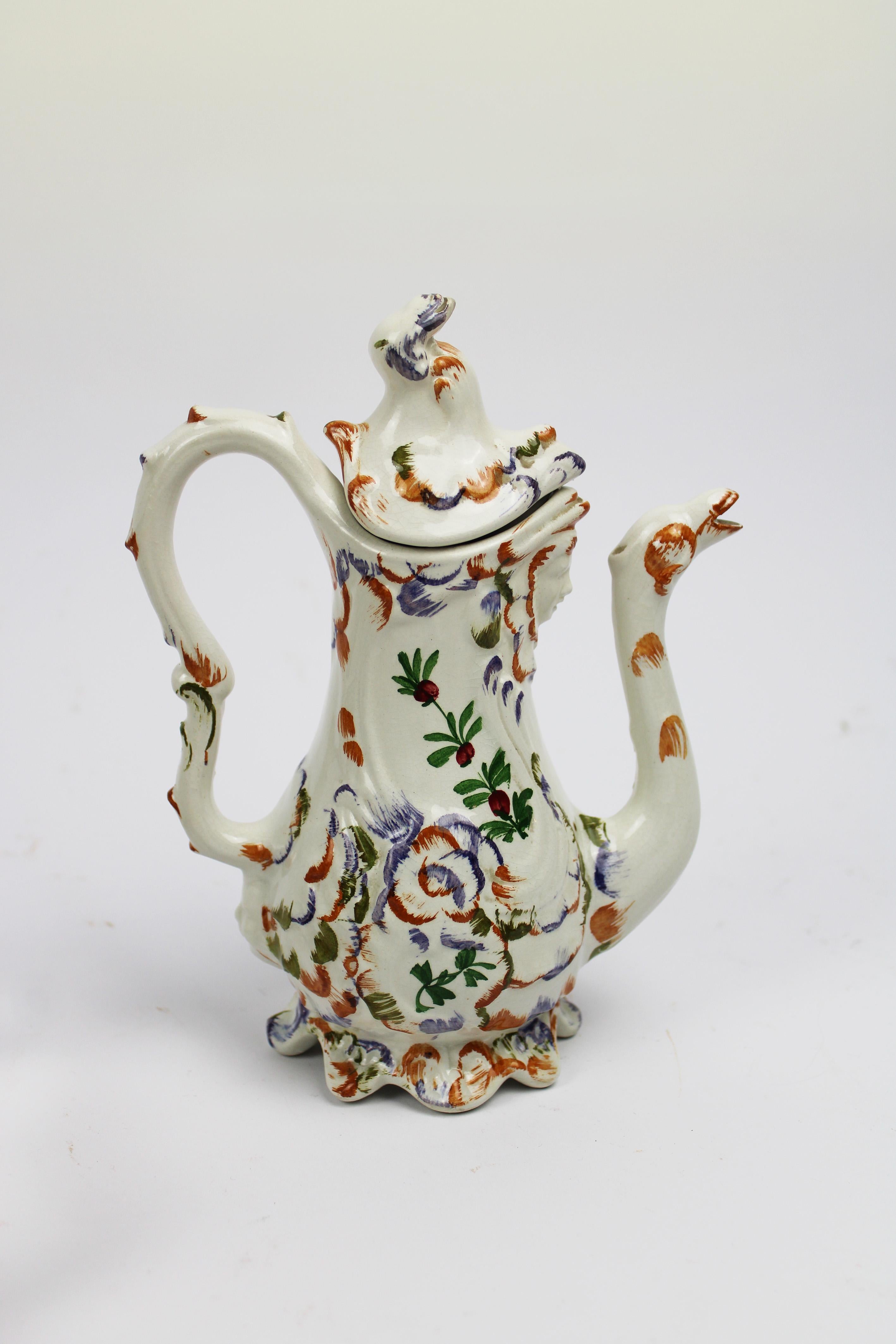 Bassano Tea & Coffee Set Italian floral Hand painted Ceramic 1960's Italy For Sale 6