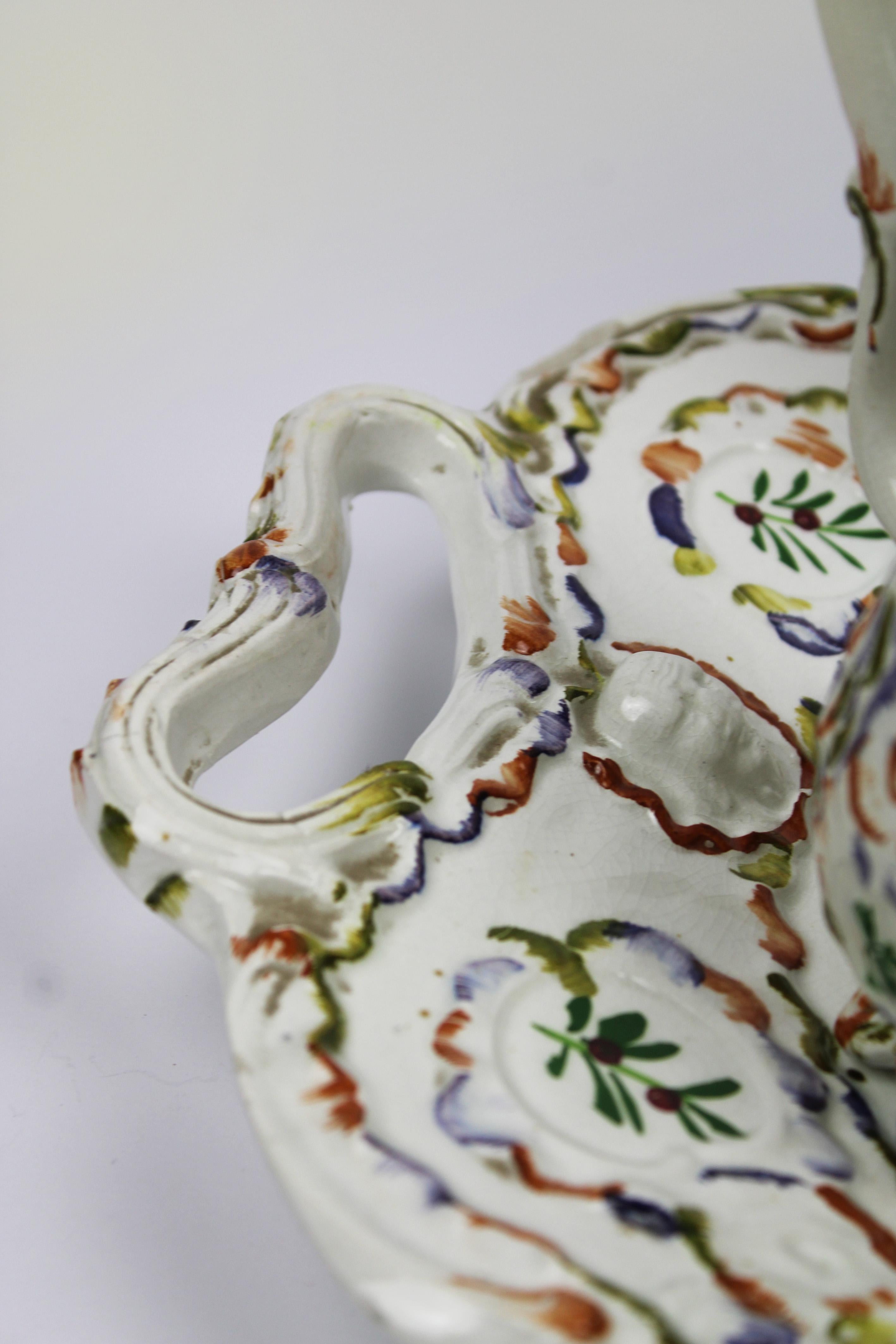 Hand-Painted Bassano Tea & Coffee Set Italian floral Hand painted Ceramic 1960's Italy For Sale