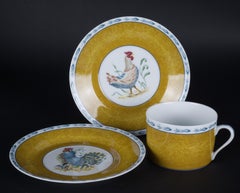 Juego de taza y 2 platillos Basse Cour by Pierre Frey, porcelana de Limoges