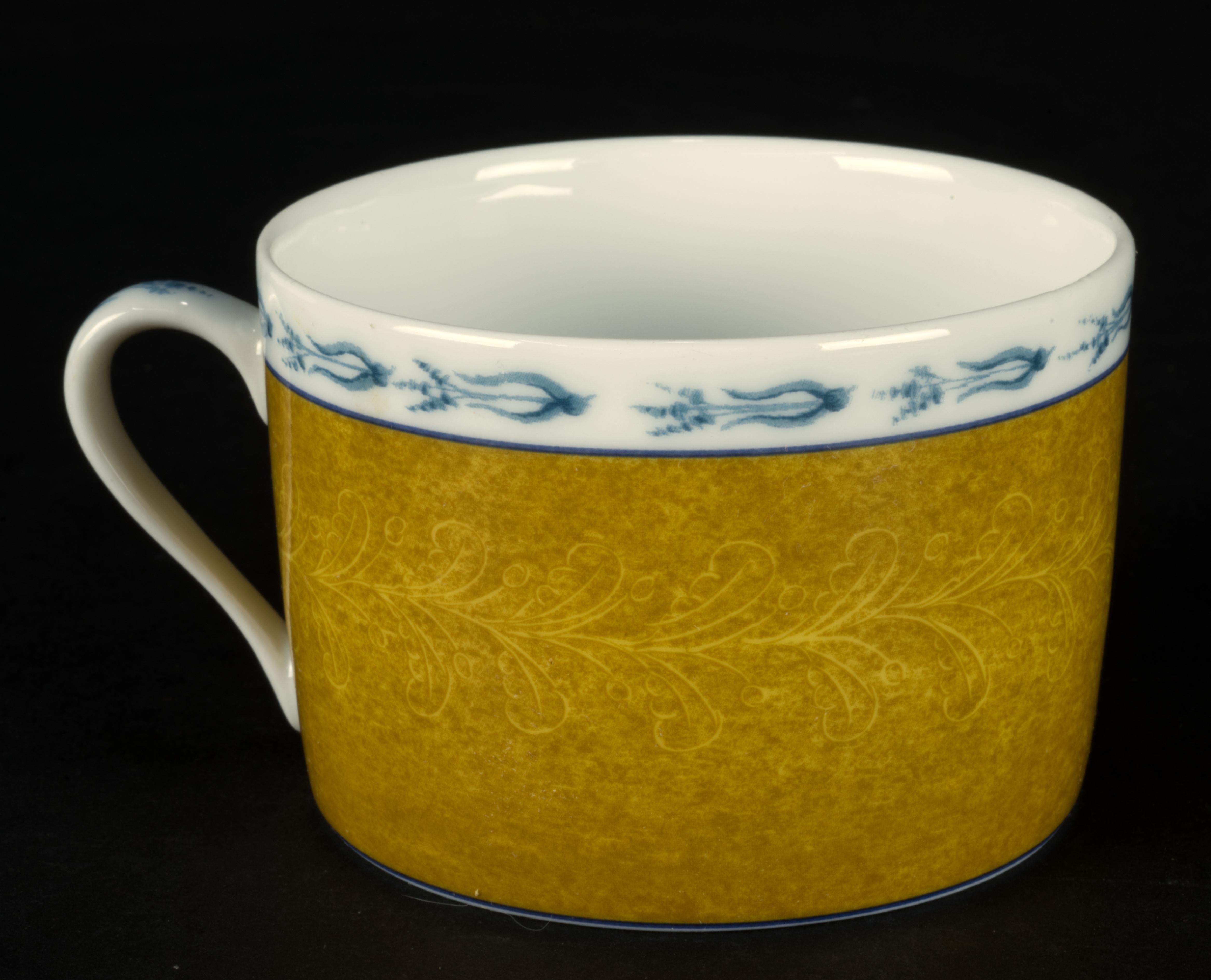 20th Century Basse Cour by Pierre Frey Set of Cup and 2 Saucers, Limoges Porcelain For Sale