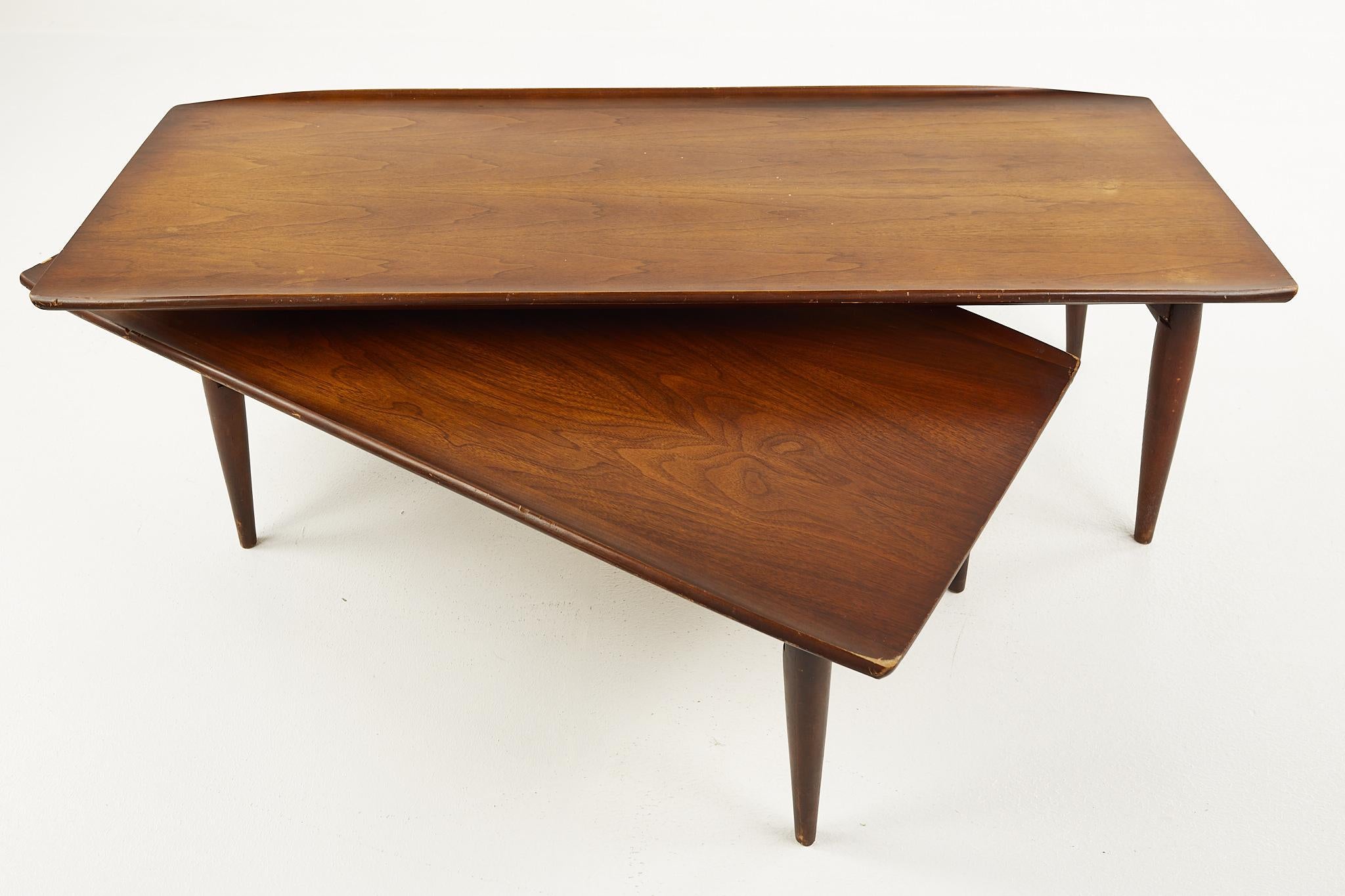 Bassett Artisan Mid Century Walnut Switchblade Coffee Table 3