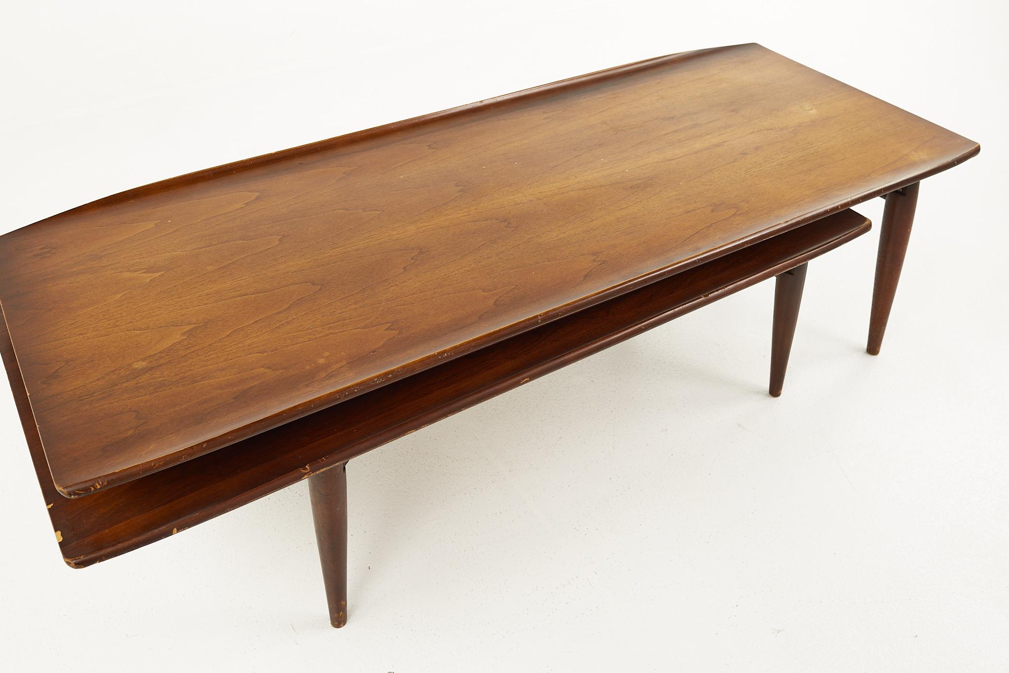 Bassett Artisan Mid Century Walnut Switchblade Coffee Table 1