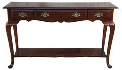Bassett Cherry Queen Anne 2 Tier Serpentine Sideboard Console Sofa Hall Table "
