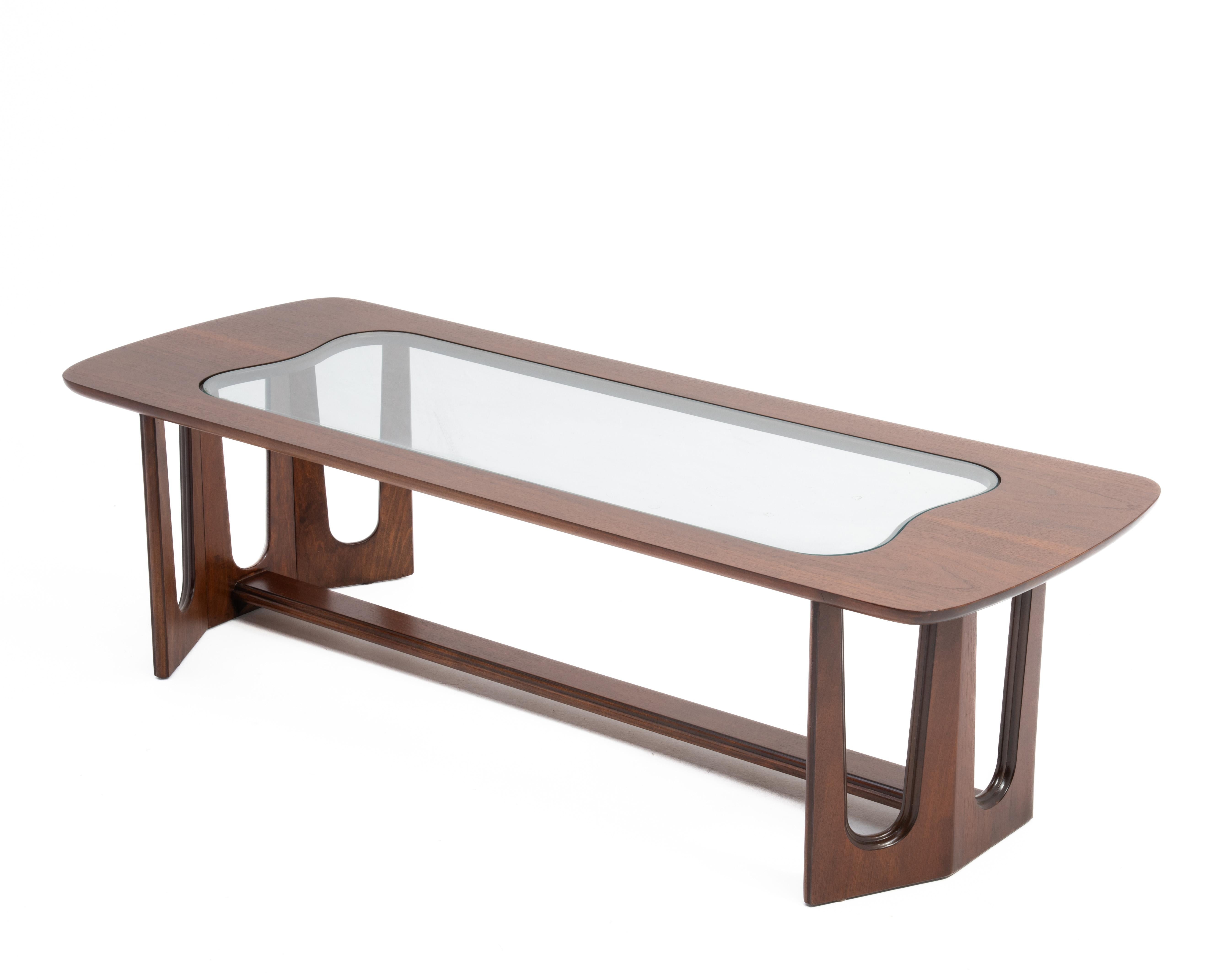American Bassett Coffee Table Mid Century Modern Walnut After Adrian Pearsall For Sale