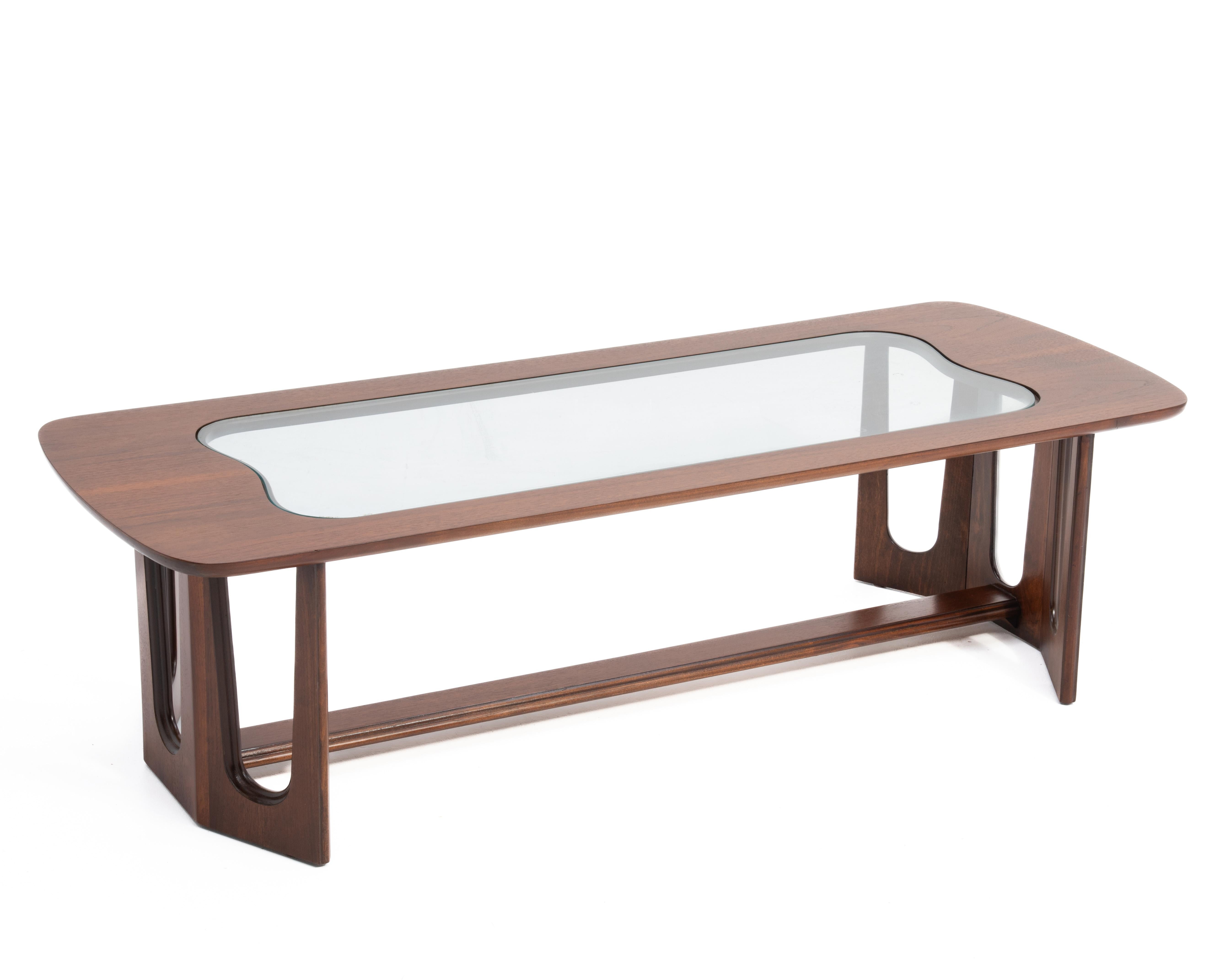 Mid-20th Century Bassett Coffee Table Mid Century Modern Walnut After Adrian Pearsall For Sale