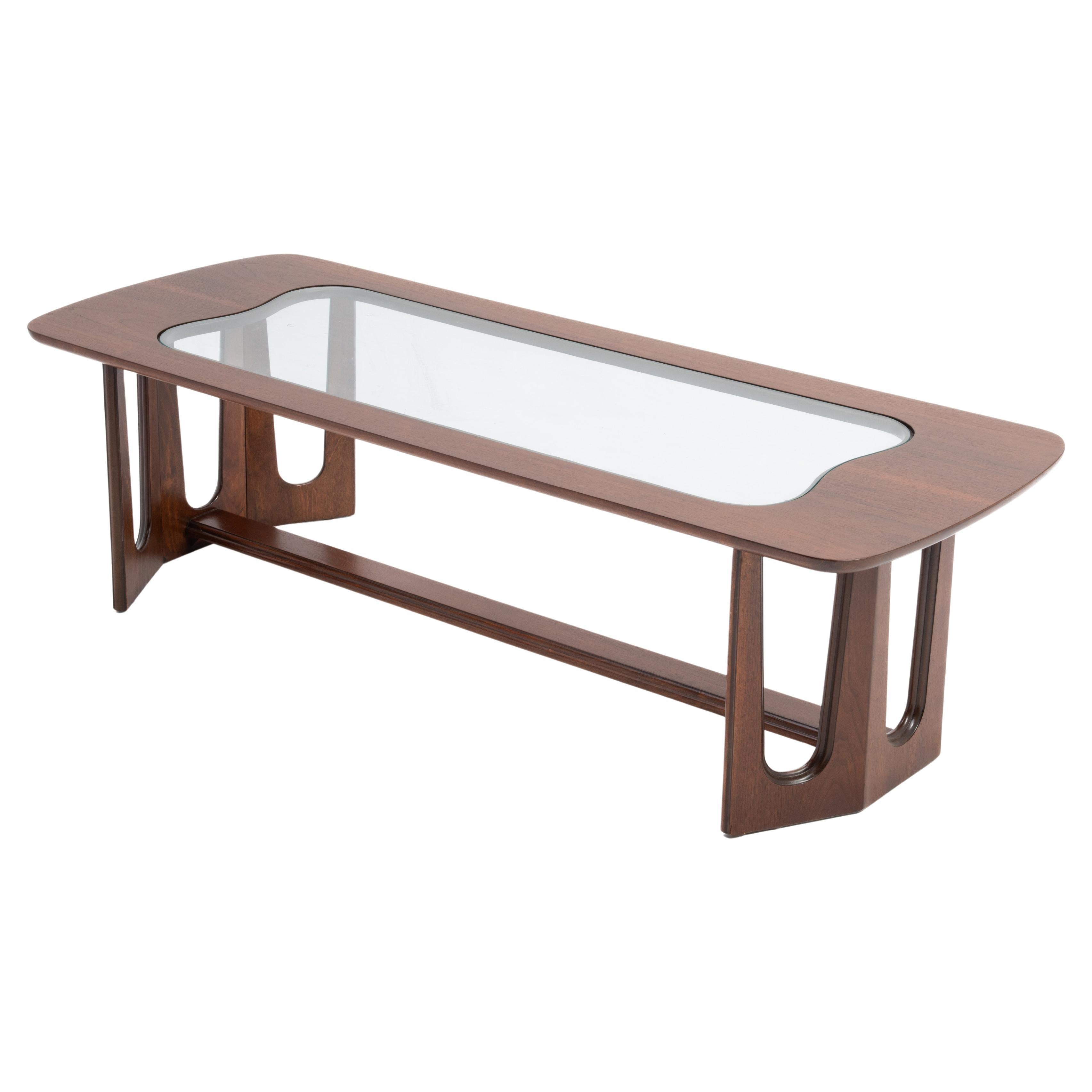 Bassett Coffee Table Mid Century Modern Walnut After Adrian Pearsall For Sale