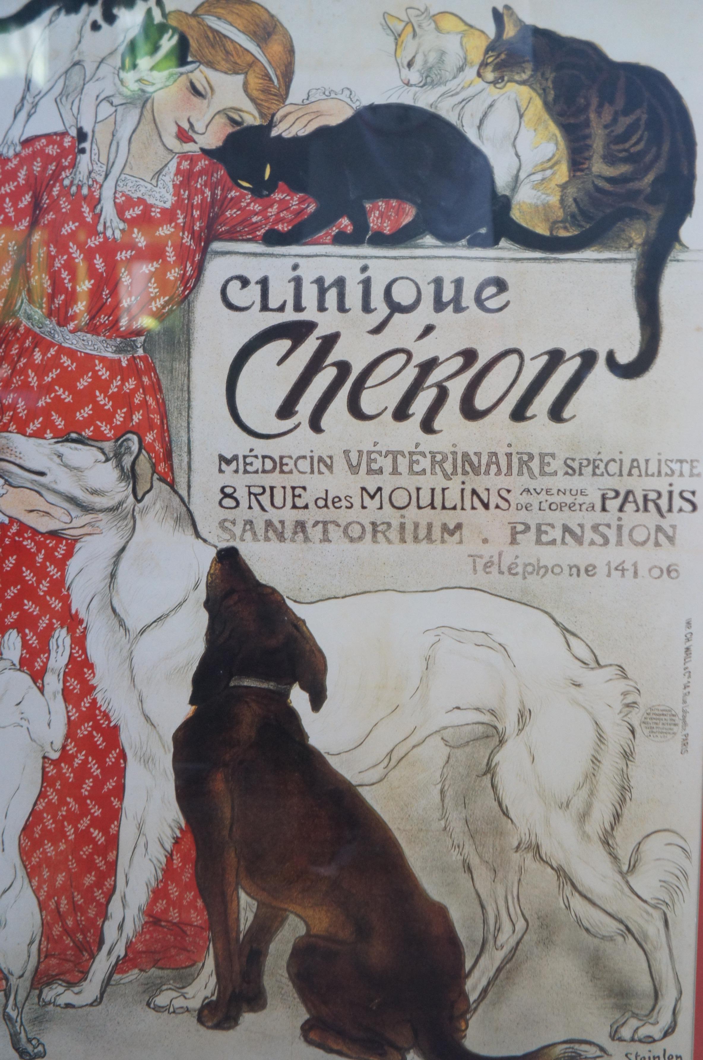 Bassett Fine Art French Art Nouveau Steinlen Clinique Cheron Paris Impression publicitaire Bon état - En vente à Dayton, OH