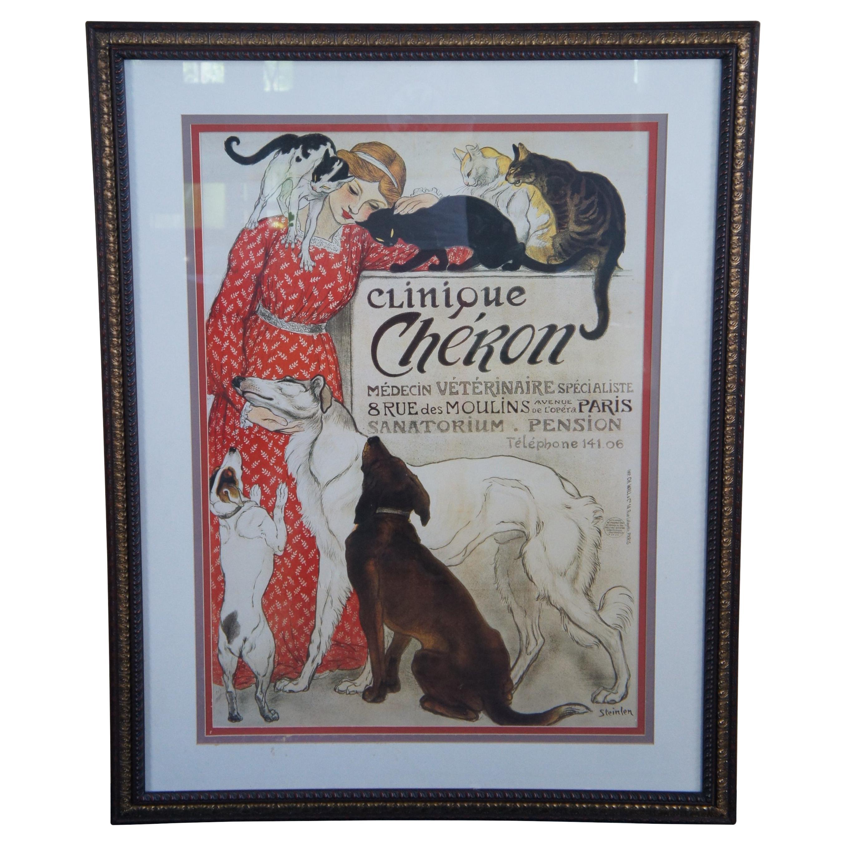 Bassett Fine Art French Art Nouveau Steinlen Clinique Cheron Paris Ad Print For Sale