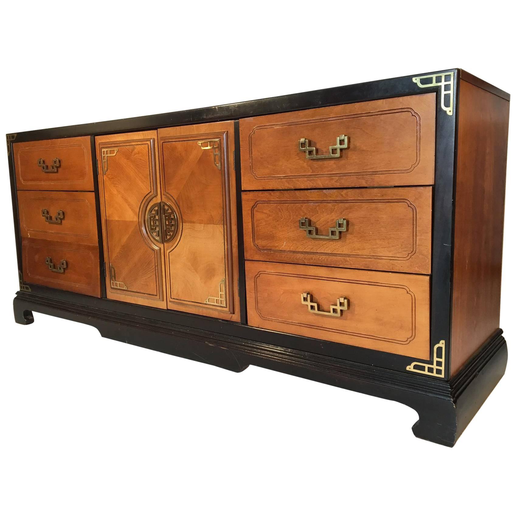Bassett Hollywood Regency Asiatische Chinoiserie Neun-Schubladen-Kombination