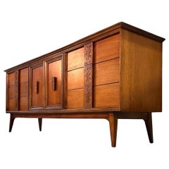 Bassett “Mayan” Mid-Century Modern Vintage Long Lowboy Dresser, circa1960s
