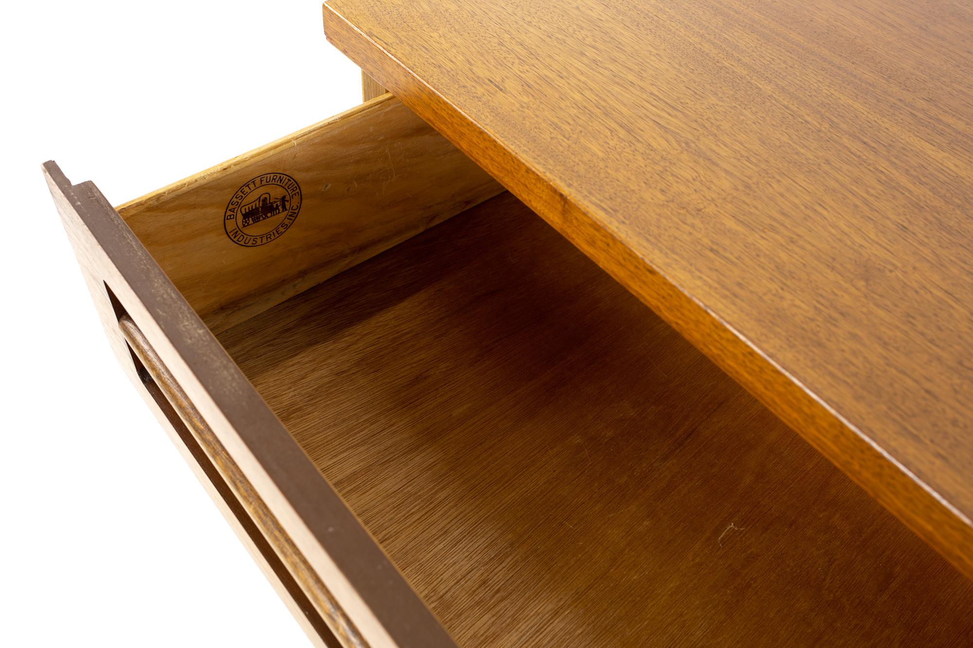 Bassett Mid Century Walnut 6 Drawer Lowboy Dresser 1