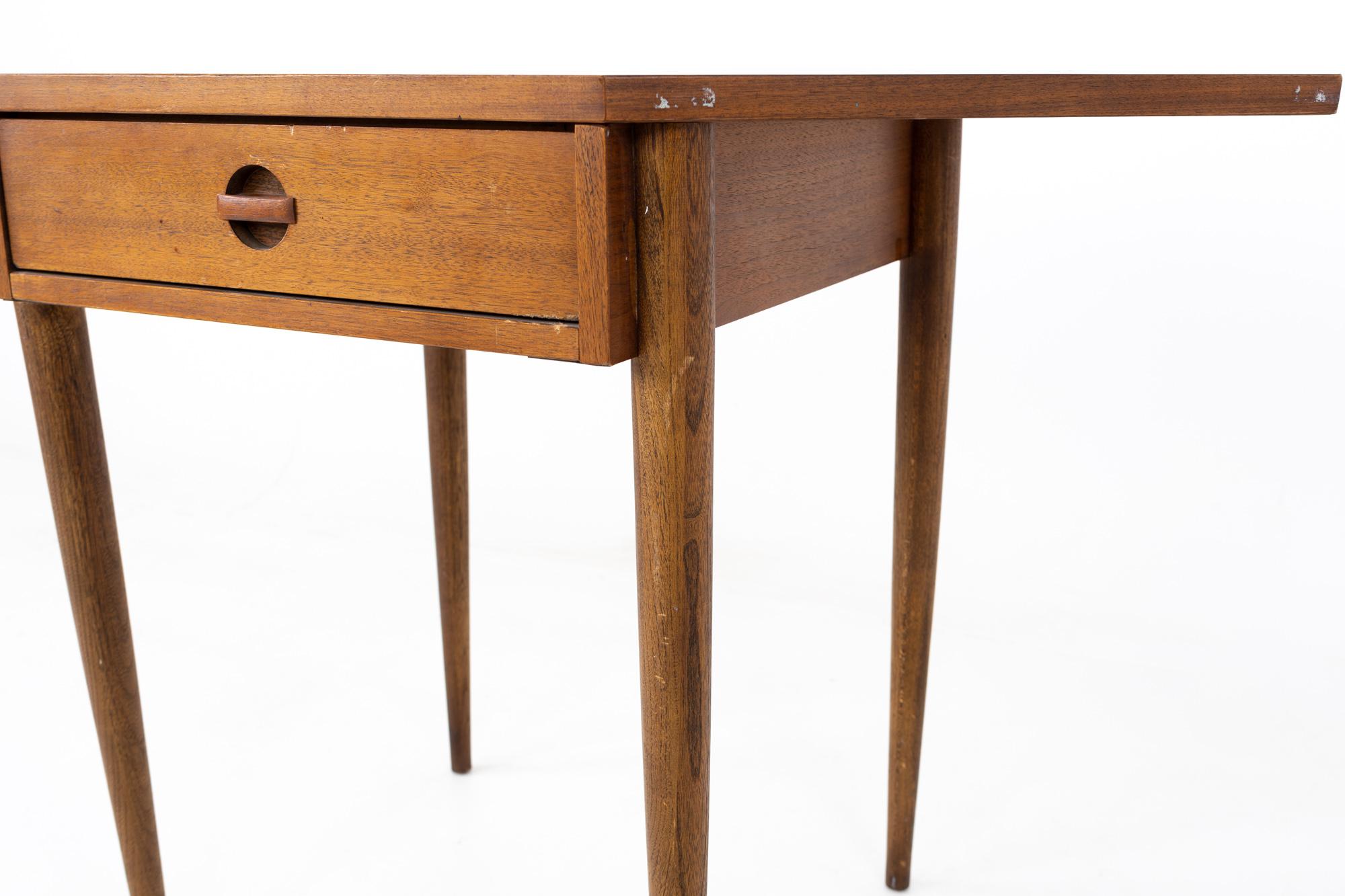 Mid-Century Modern Bassett Mid Century Walnut Corner Table Desk