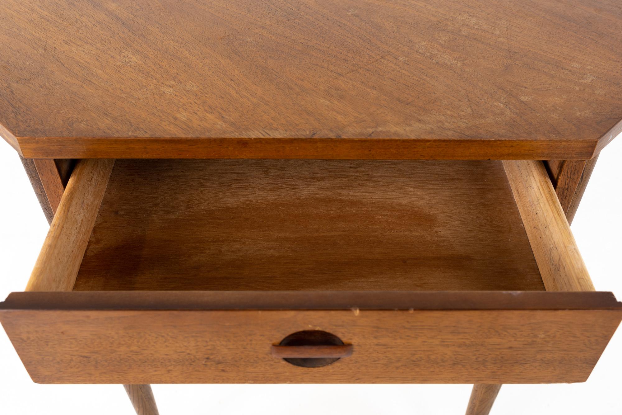 Late 20th Century Bassett Mid Century Walnut Corner Table Desk