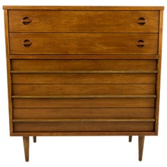 Used Bassett Mid Century Walnut Highboy Dresser