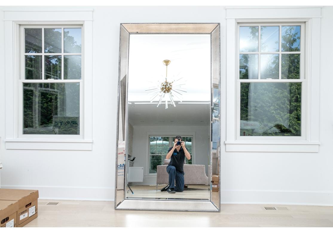 Contemporary Bassett Mirror Beaded Leaner Mirror For Sale