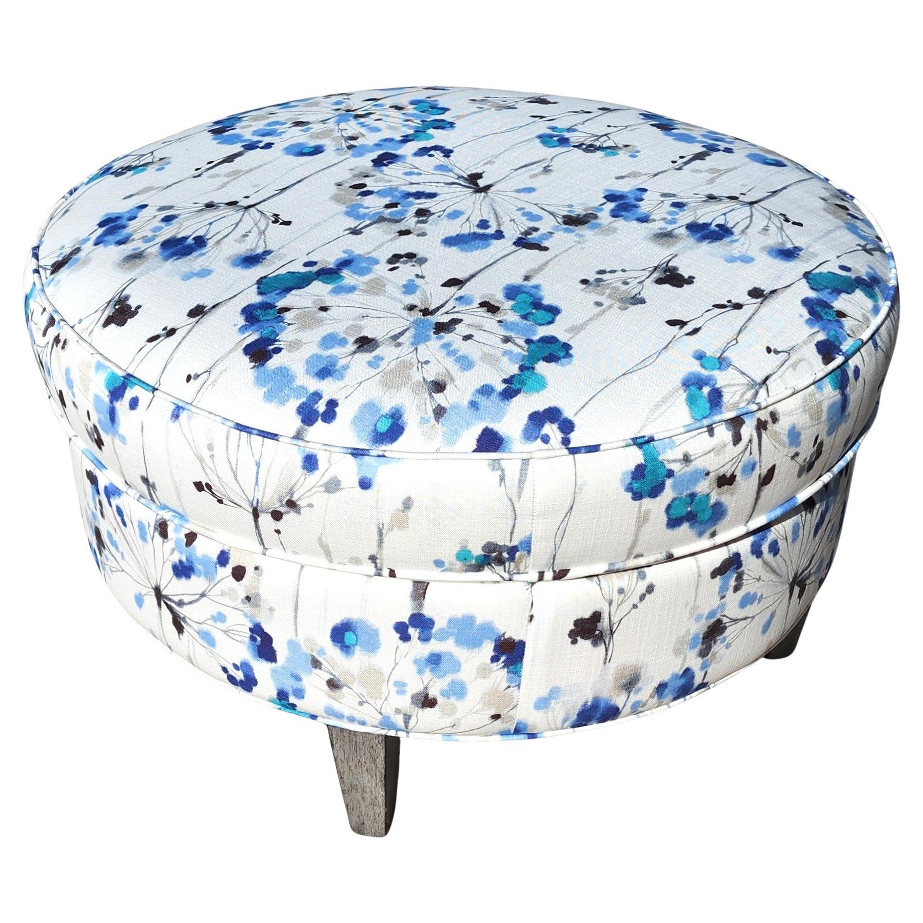 Bassett Runder Baumwoll-Ottoman im Angebot