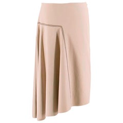 Bassike Taupe Asymmetric Skirt W/ Contrast Stitch Detail - Size US 6