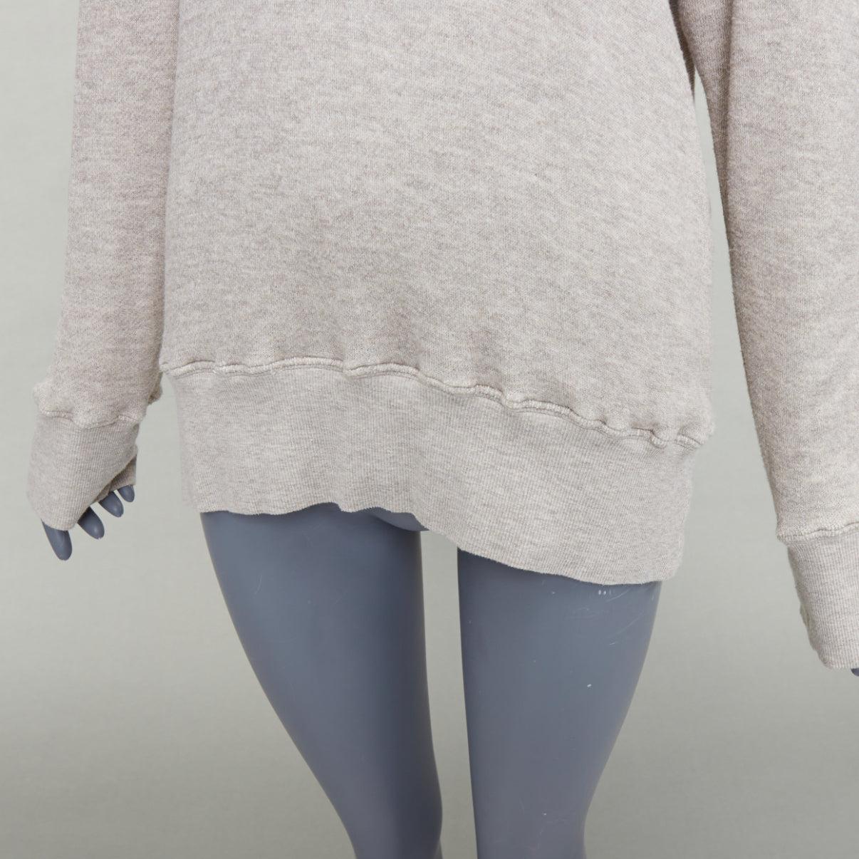 BASSIKE Washed Cut Out Sweat beige cold shoulder frayed sweater Sz1 en vente 2