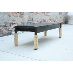 BASSO Ash, Leather and Steel bench by Laylo Studio