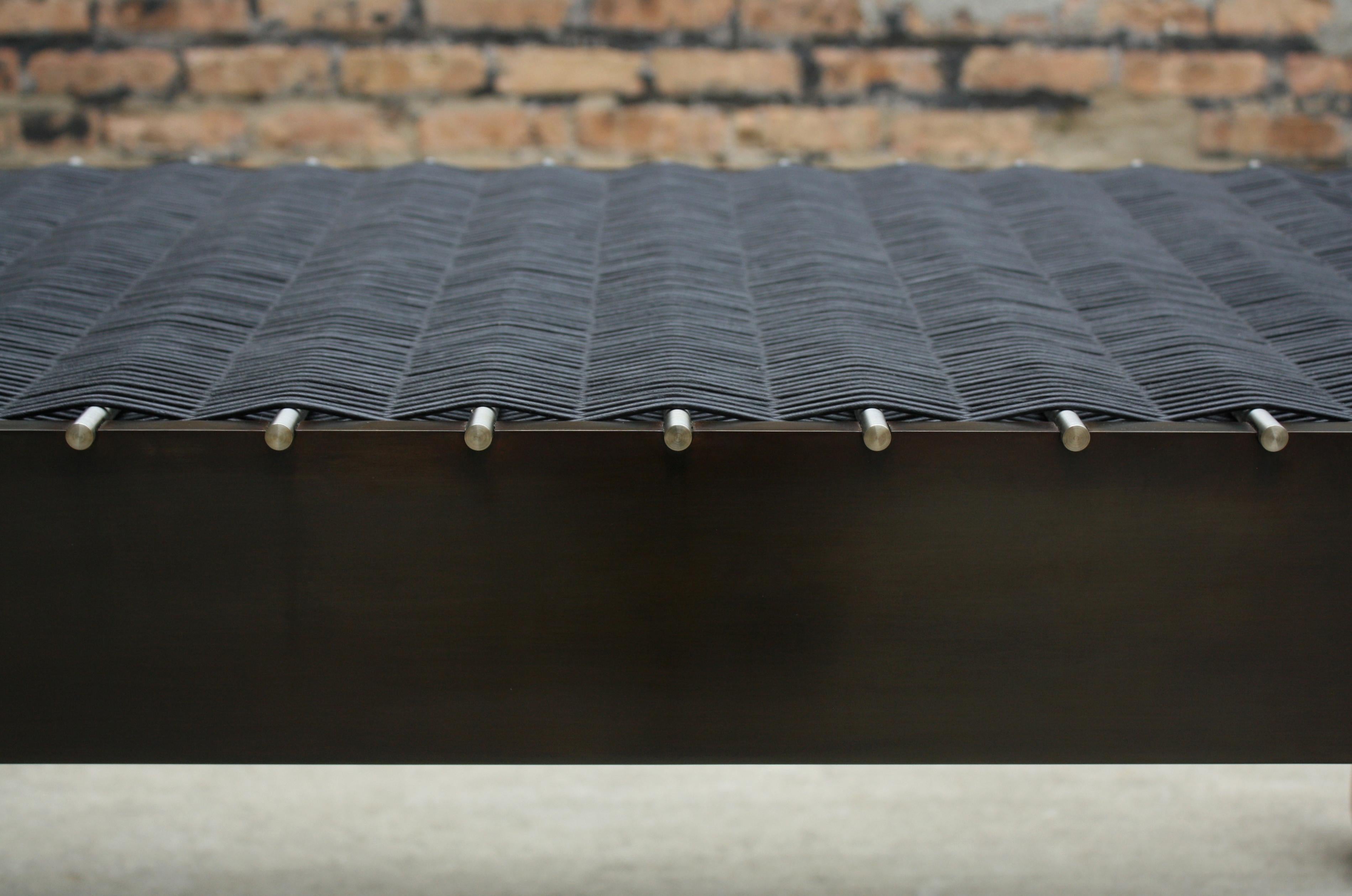 Blackened Basso Customizable Metal and Leather Bench or Daybed Handmade by Laylo Studio For Sale