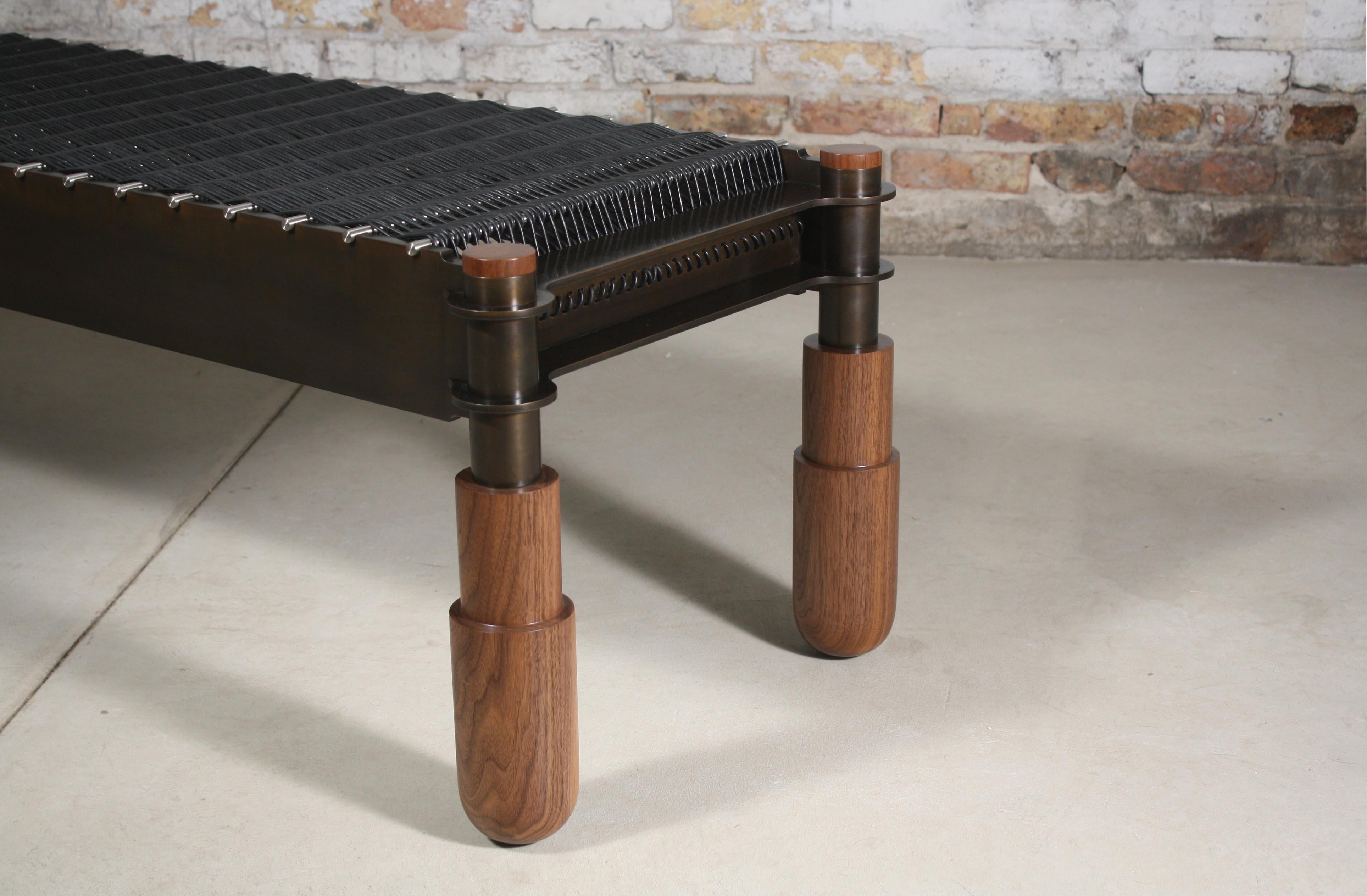 Basso Customizable Metal and Leather Bench or Daybed Handmade by Laylo Studio In New Condition For Sale In Chicago, IL
