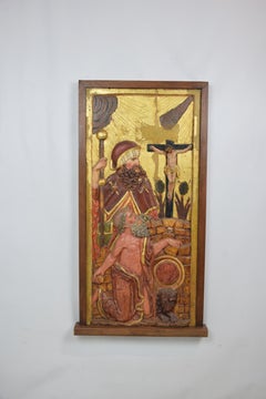 Bassorilievo in legno fondo oro, San Giacomo e San Girolamo, Spagna, XVIII Sec.