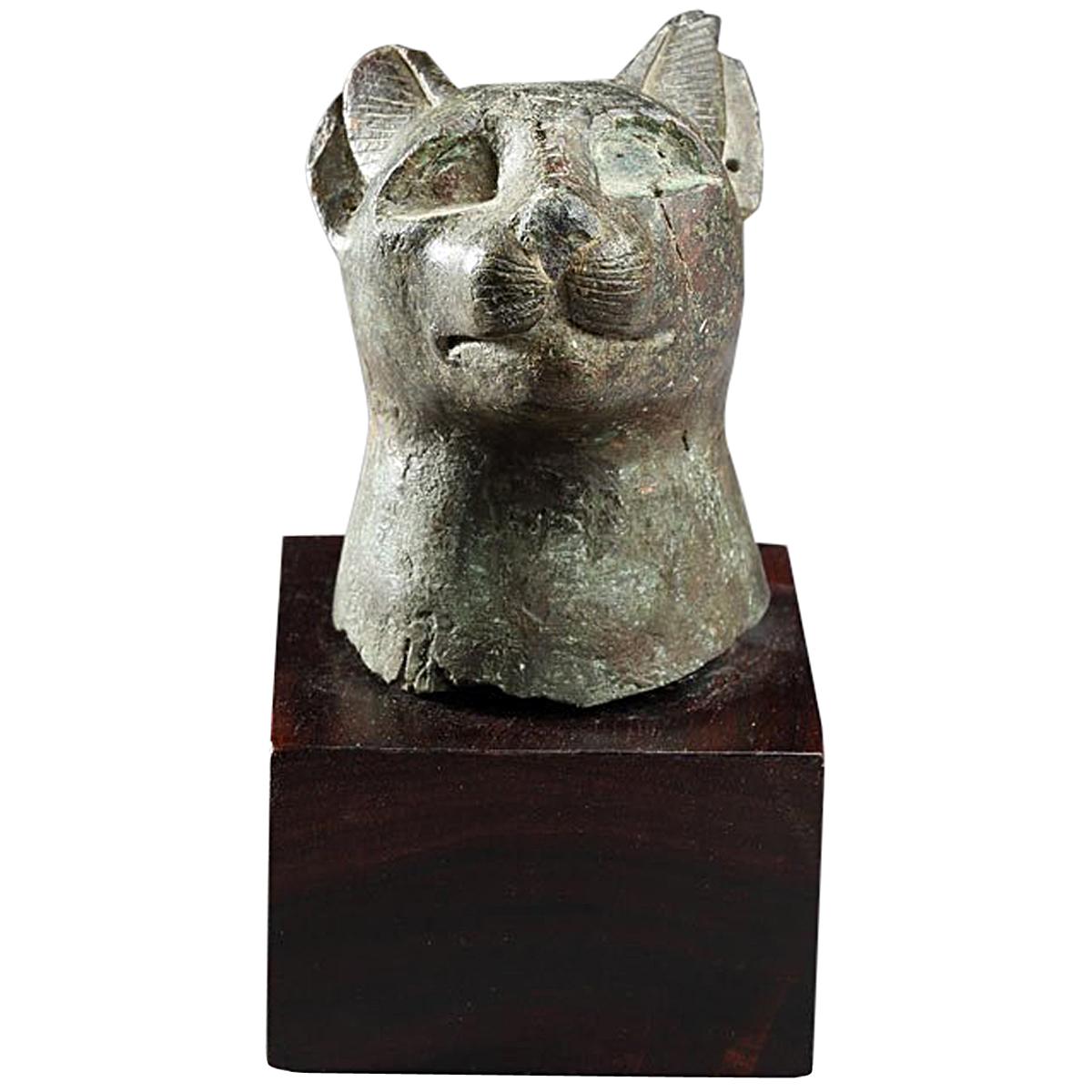 Bast Head, Egypt, Late Period or Ptolemaic Period For Sale