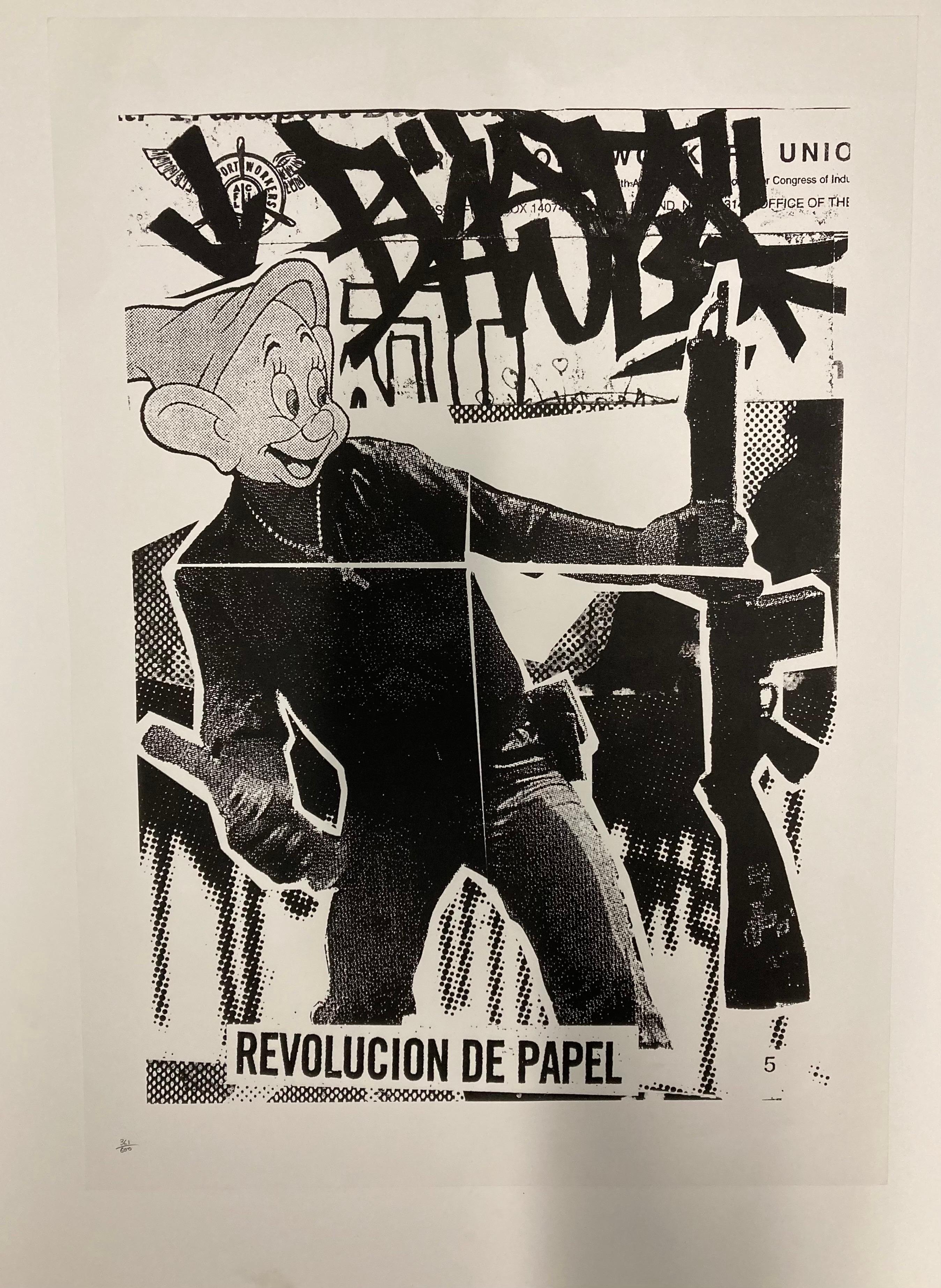 Bäst, 'Revolucion De Papel', 2003, Stampa urbana d'arte

Pubblicato da P & A (Pictures on Walls), Londra, che ha pubblicato anche opere di Banksy nello stesso periodo. 

Numerato a matita con timbro a secco P.O.W..

Questa stampa non è