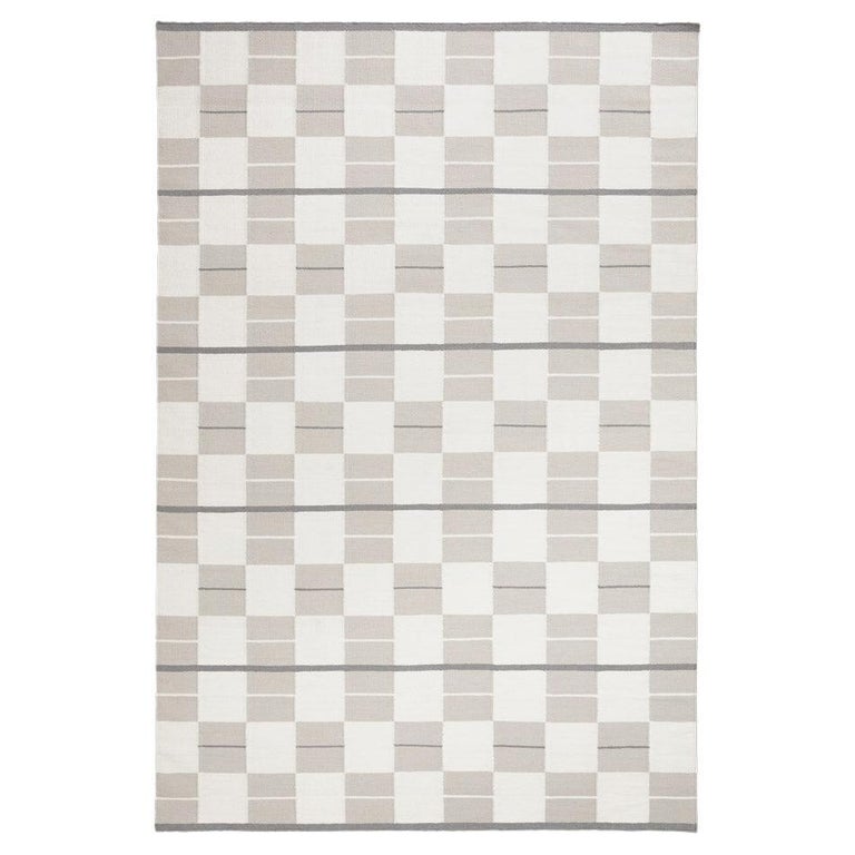 Bastad Cream, Modern Dhurrie or Kilim Rug in Scandinavian Design For