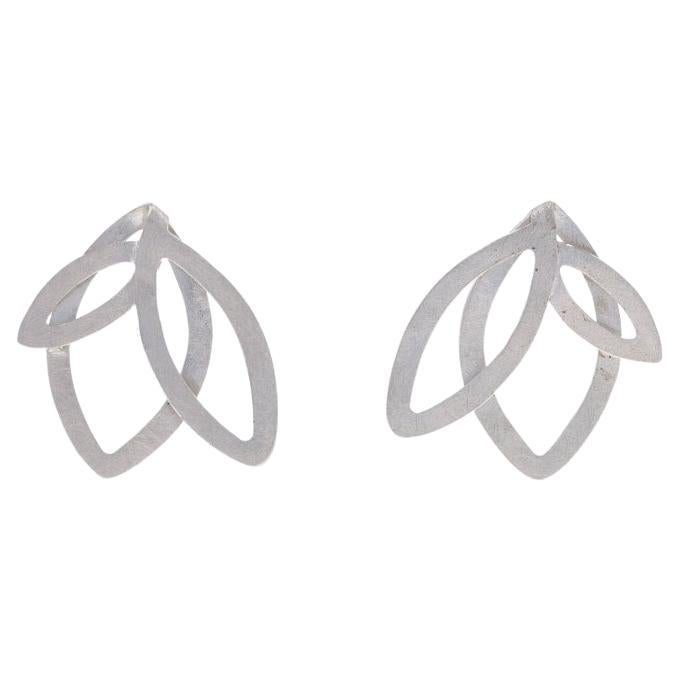 Grandes clous d'oreilles Bastian Inverun Leaf Trio en argent sterling 925 percés