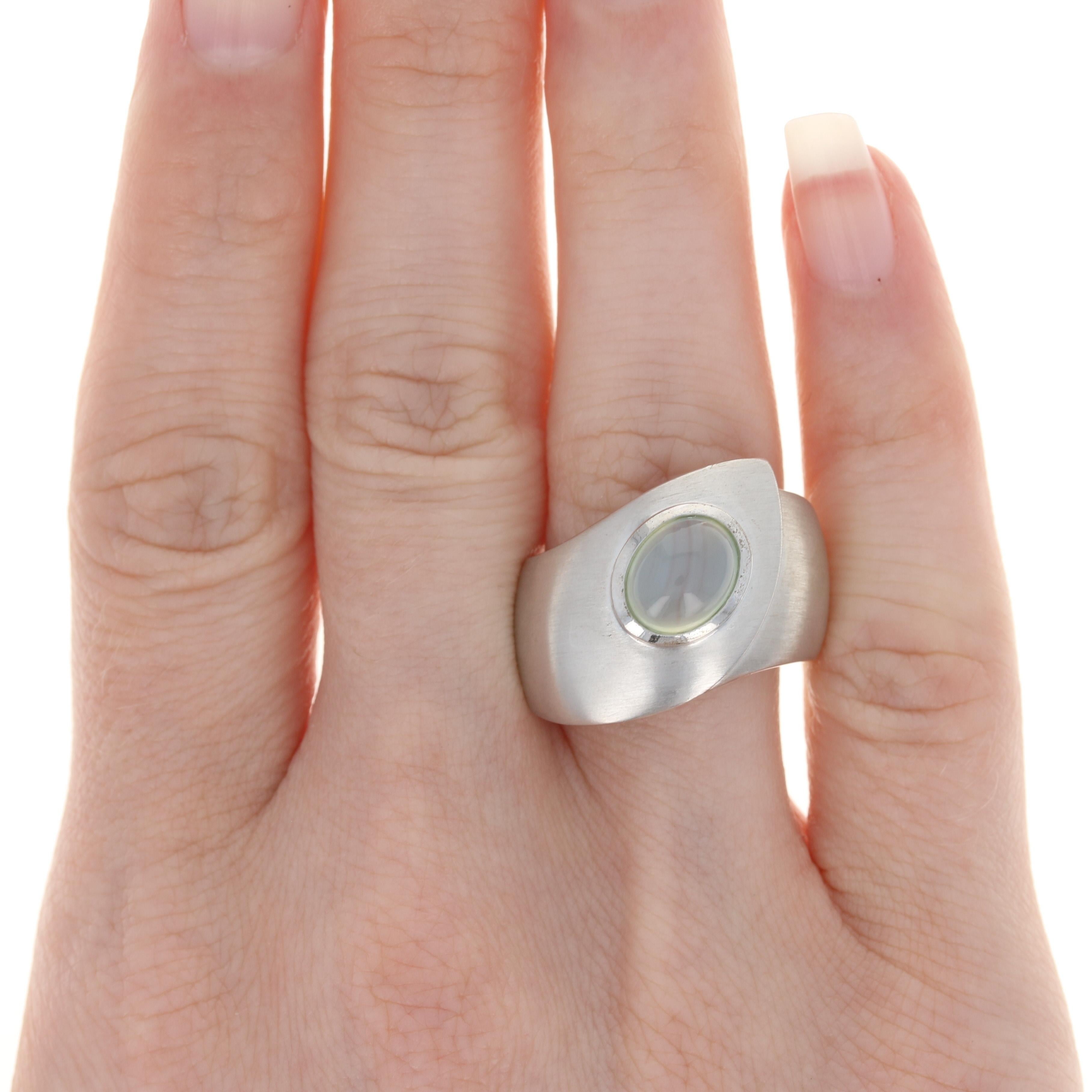 Bastian Inverun Moonstone Brushed Statement Band Silver, 925 Cabochon Ring In New Condition For Sale In Greensboro, NC