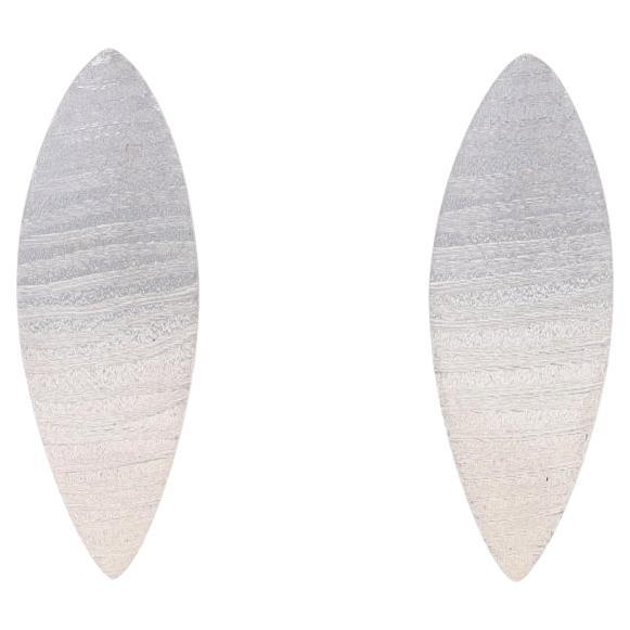 Bastian Inverun Striped Leaf Short Curved Drop Earrings - Sterling 925 Pierced For Sale