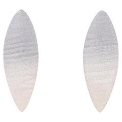 Bastian Inverun Striped Leaf Short Curved Drop Earrings - Sterling 925 Pierced