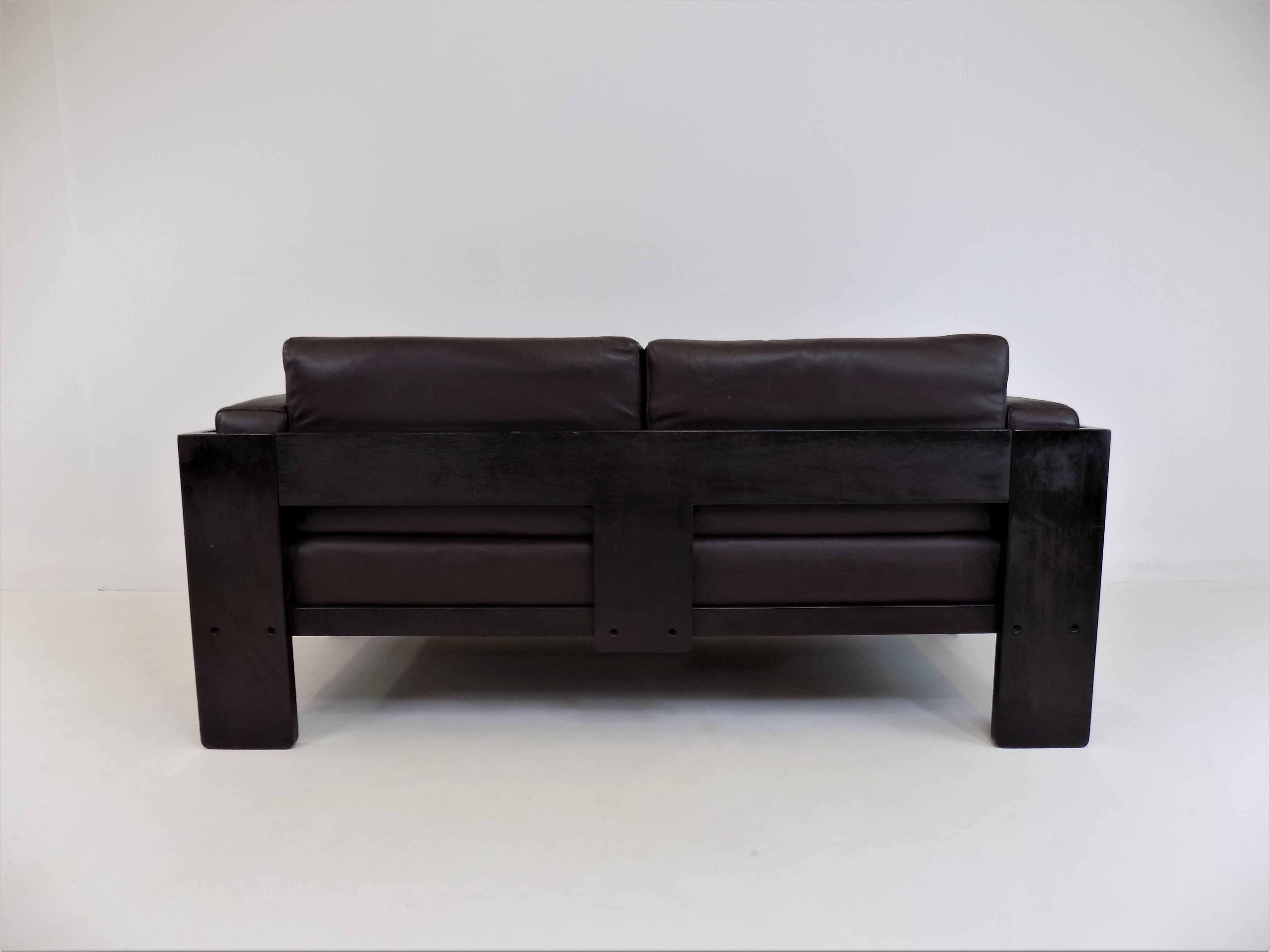 Bastiano 2 Seater Leather Sofa by Tobia & Afra Scarpa for Gavina / Knoll, Italy 5
