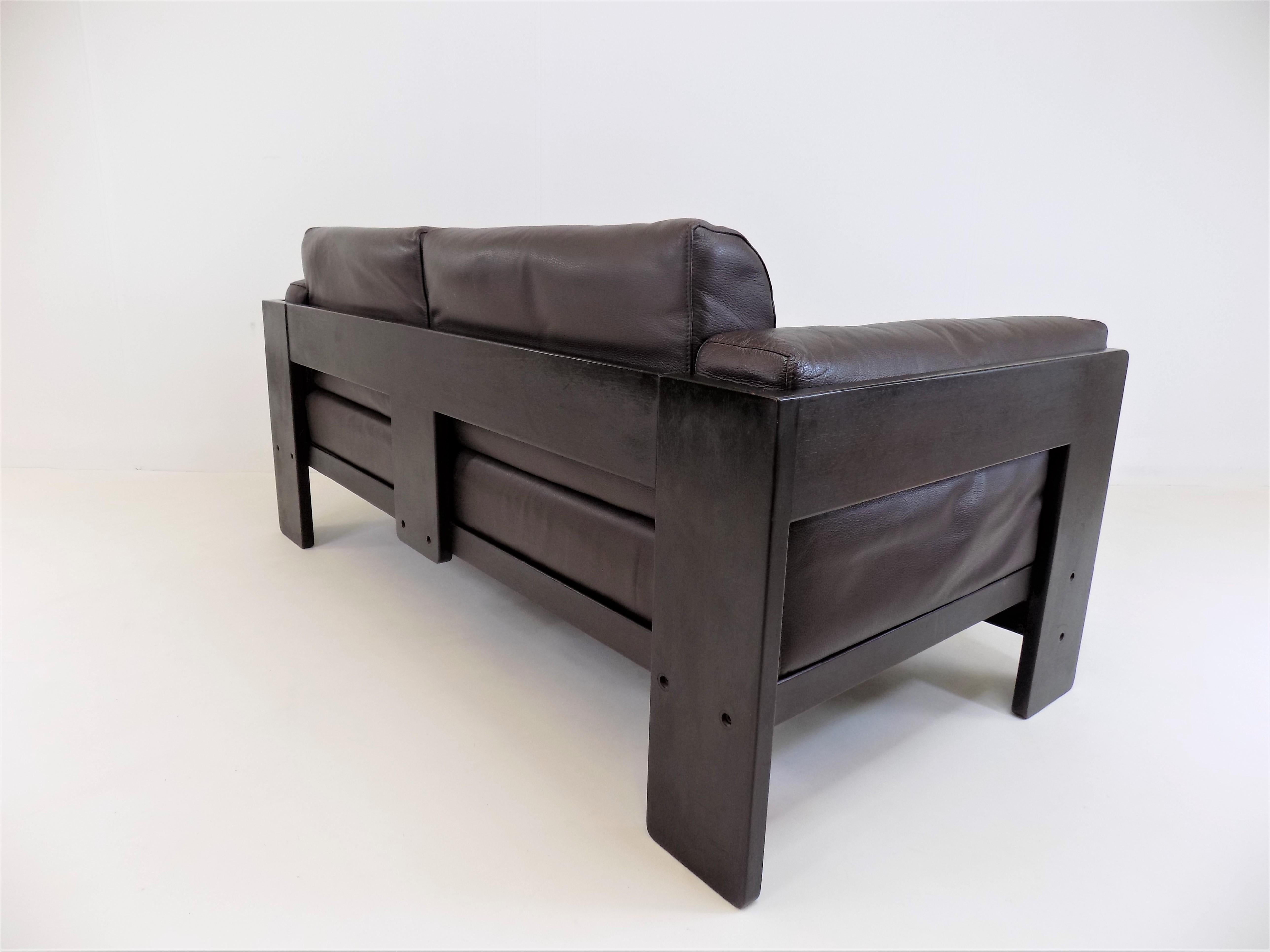 Mid-Century Modern Bastiano 2 Seater Leather Sofa by Tobia & Afra Scarpa for Gavina / Knoll, Italy